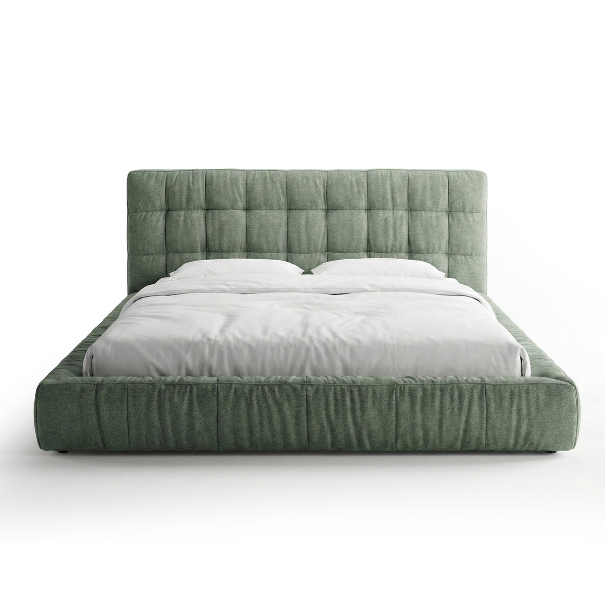 Quilted upholstered bed with a low frame in a modern style | Talaro