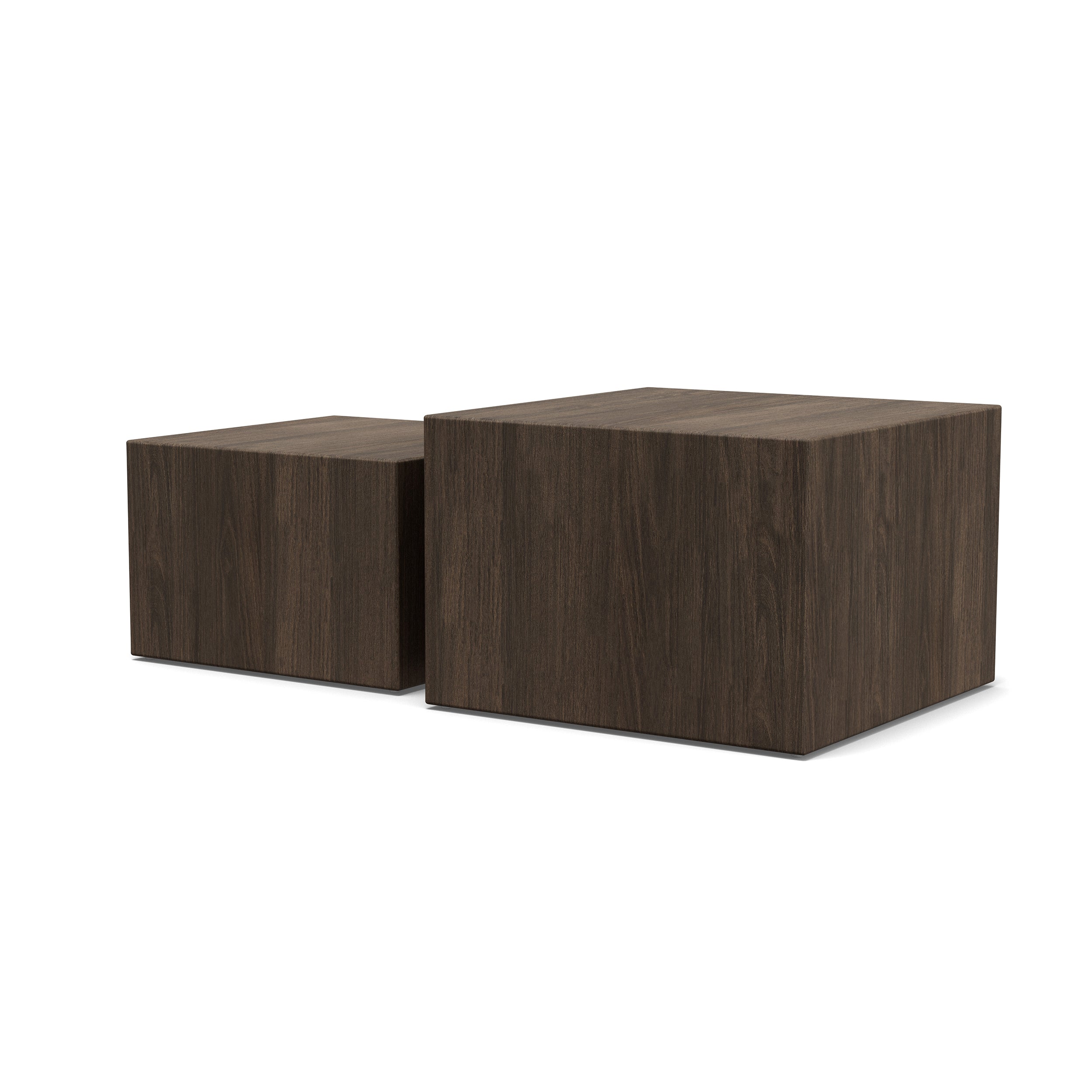 Zestaw dwóch stolików kawowych w stylu modern organic | Quadrato Ciemne Drewno