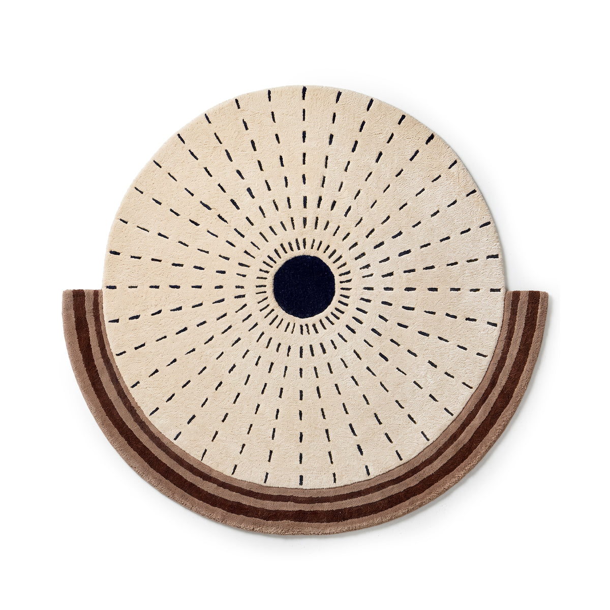 Haabi Round Rug with a Fan Pattern, Classic Style – front view | Pillovely