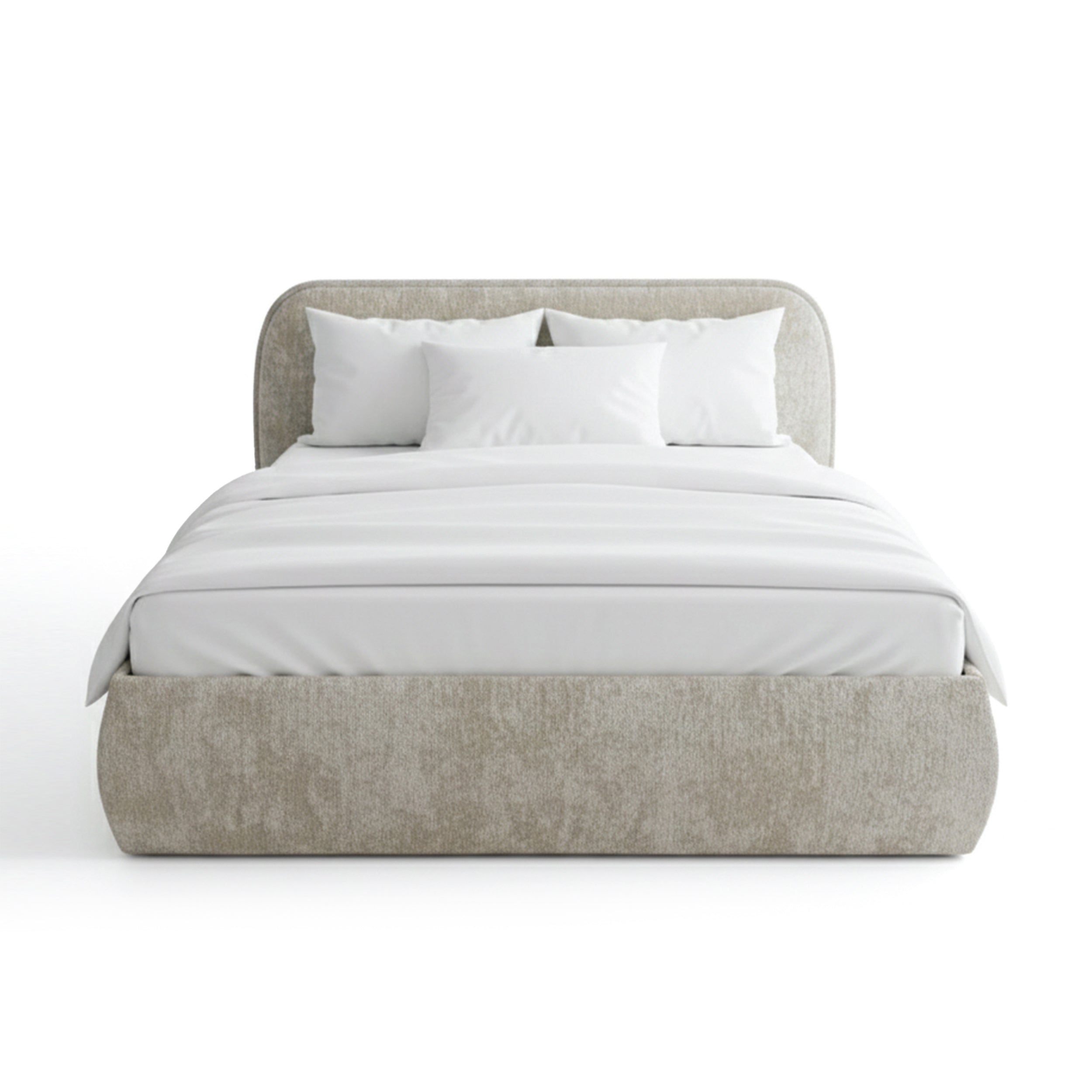 Upholstered bed with storage in a soft modern style | Eterial