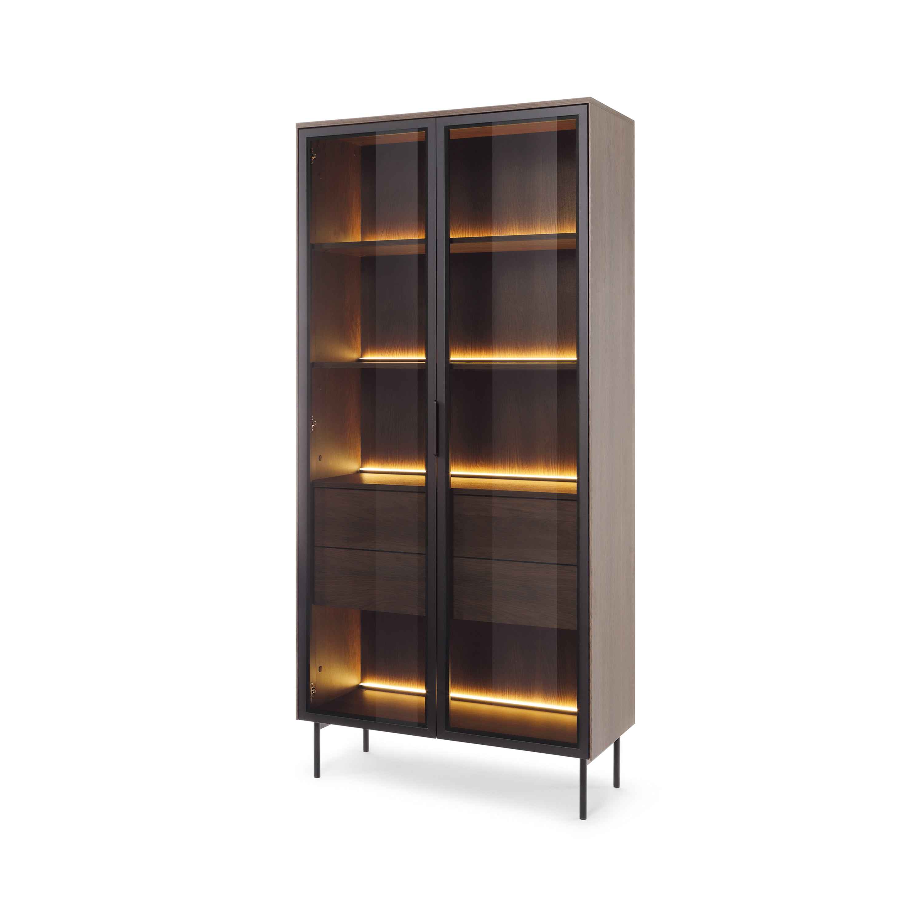 Witryna przeszklona 91x195 cm w stylu nowoczesnym | Lummer Dąb Dunin