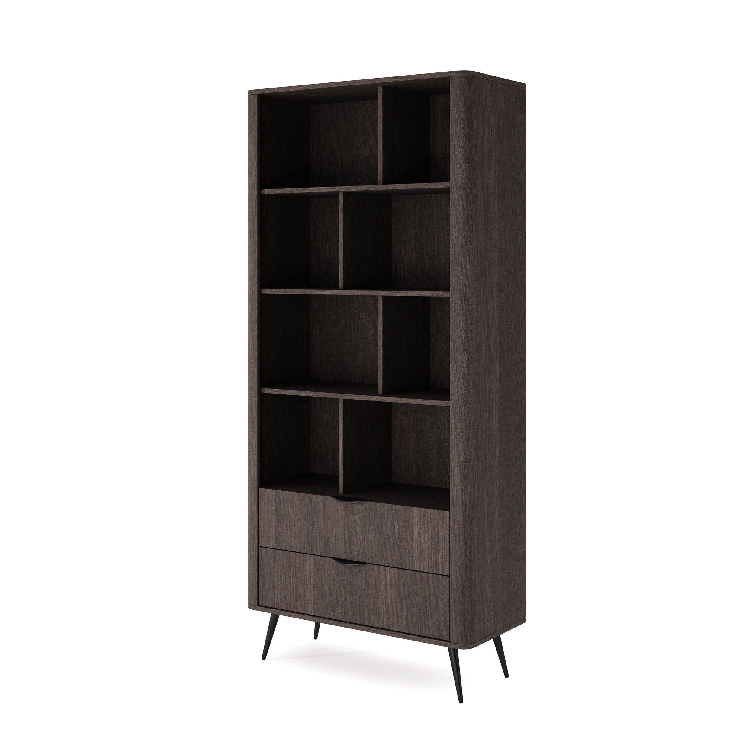 Regał 88x194 z otwartymi półkami i szufladami w stylu soft loft | Velia