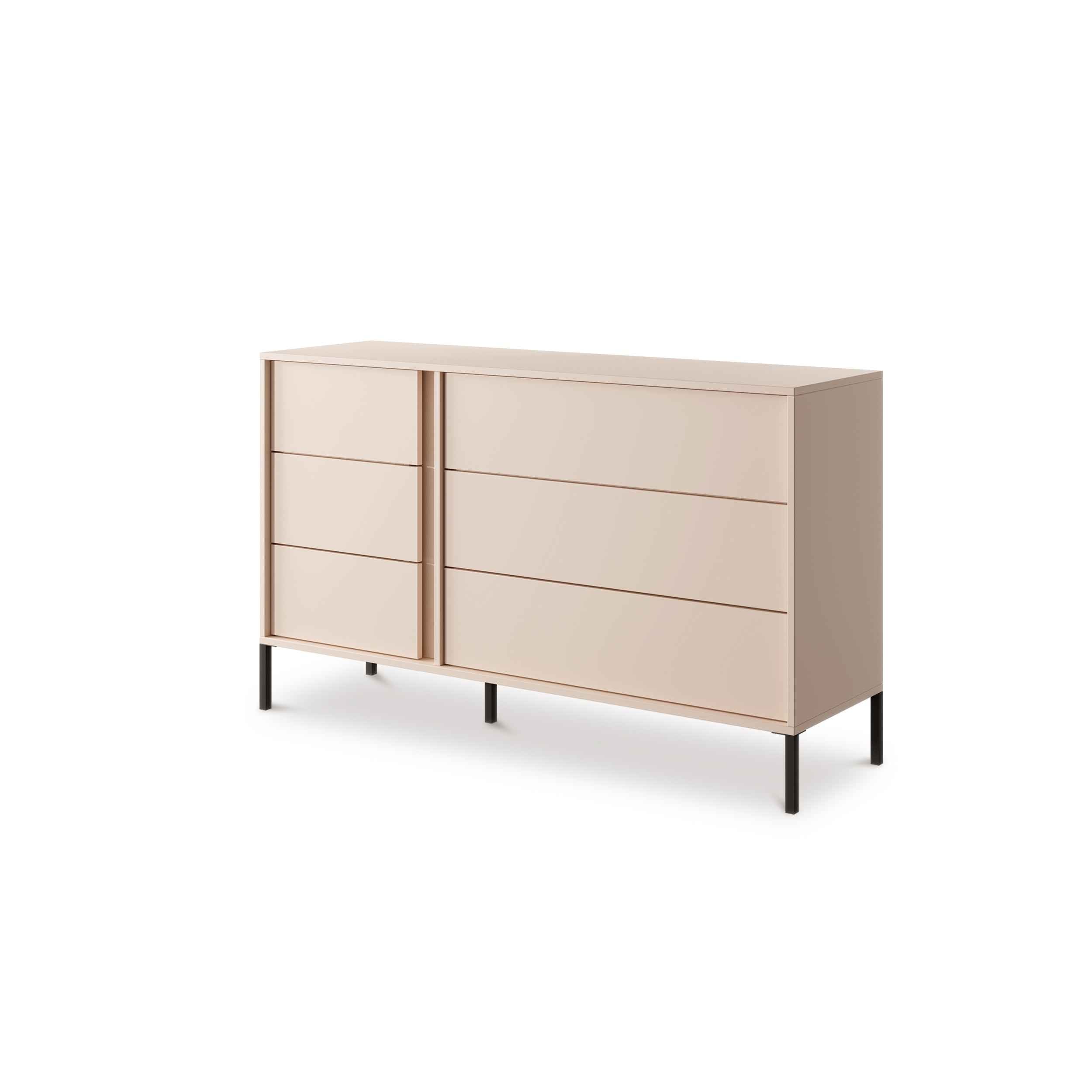 Komoda 137x81 z 6 szufladami w stylu minimalistycznym | Dust NIE