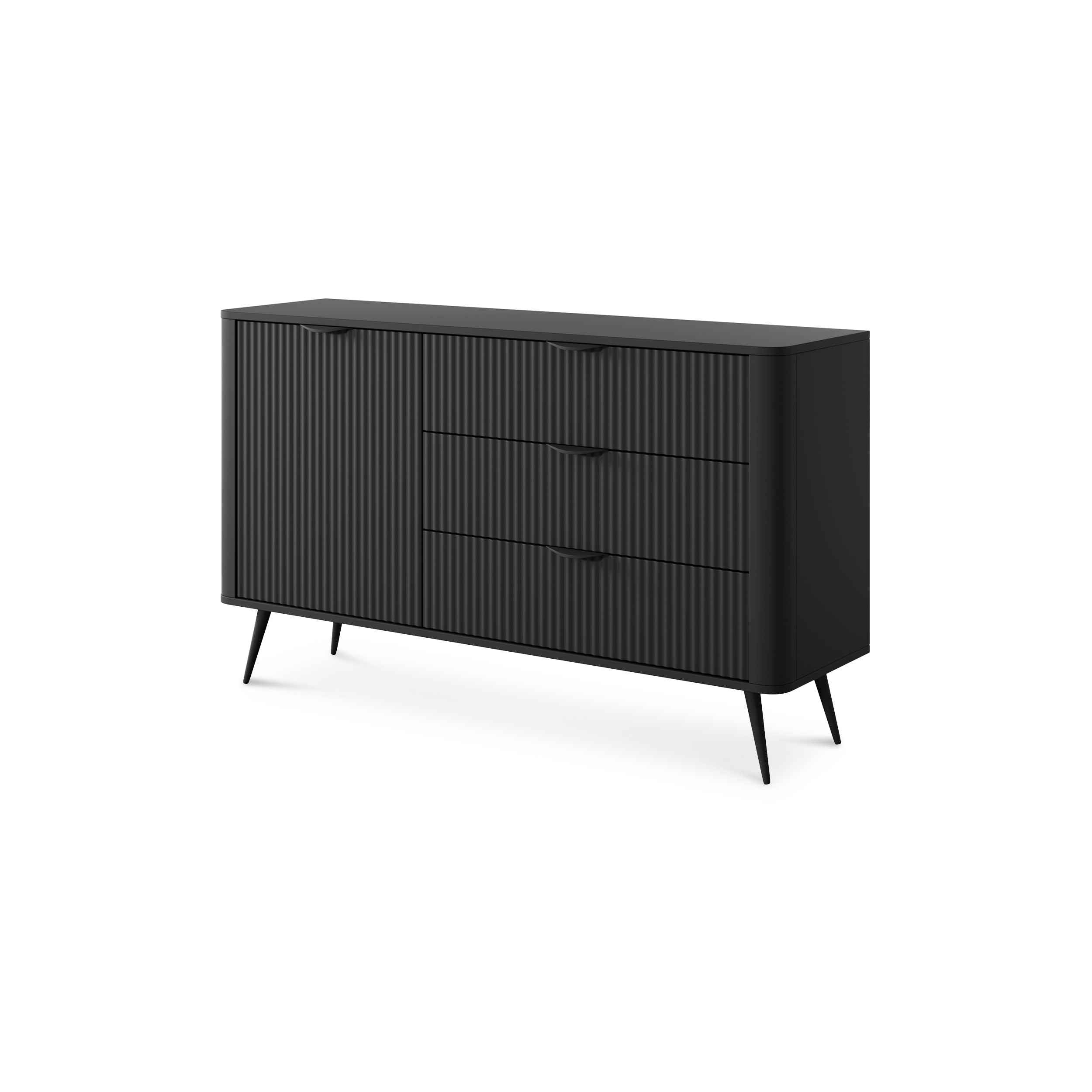 Komoda 138x81 z szufladami i drzwiami w stylu eleganckim | Laanti Czarny