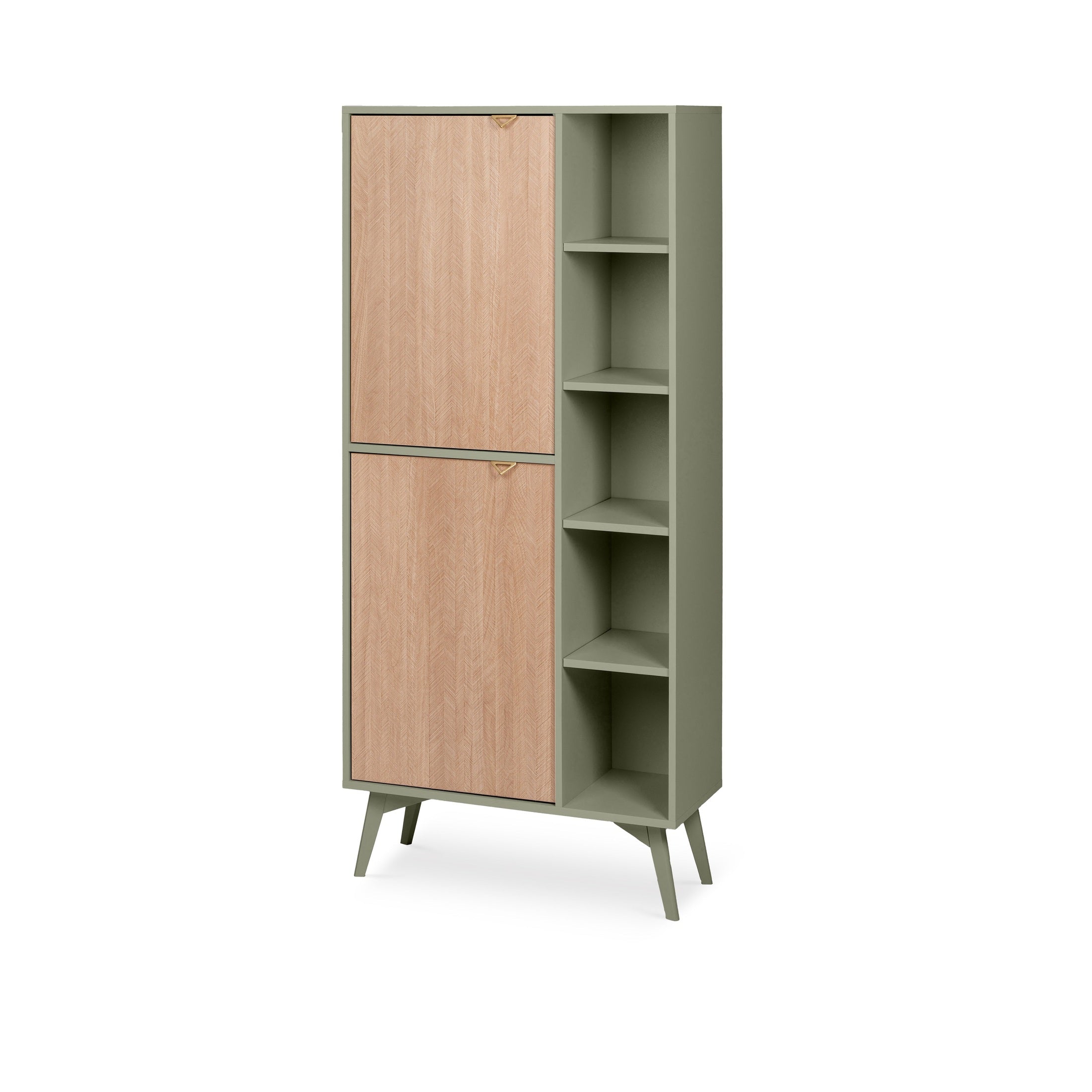 Regał 80x160 z półkami i szafkami w stylu japandi | Mandala Eukaliptus