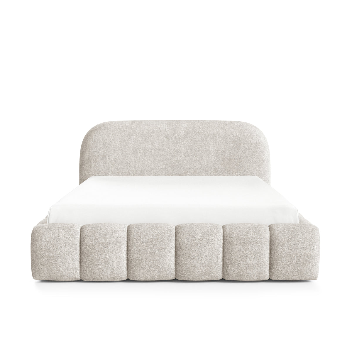 Upholstered bed with storage in a modern soft style, Monte fabric | Tegell