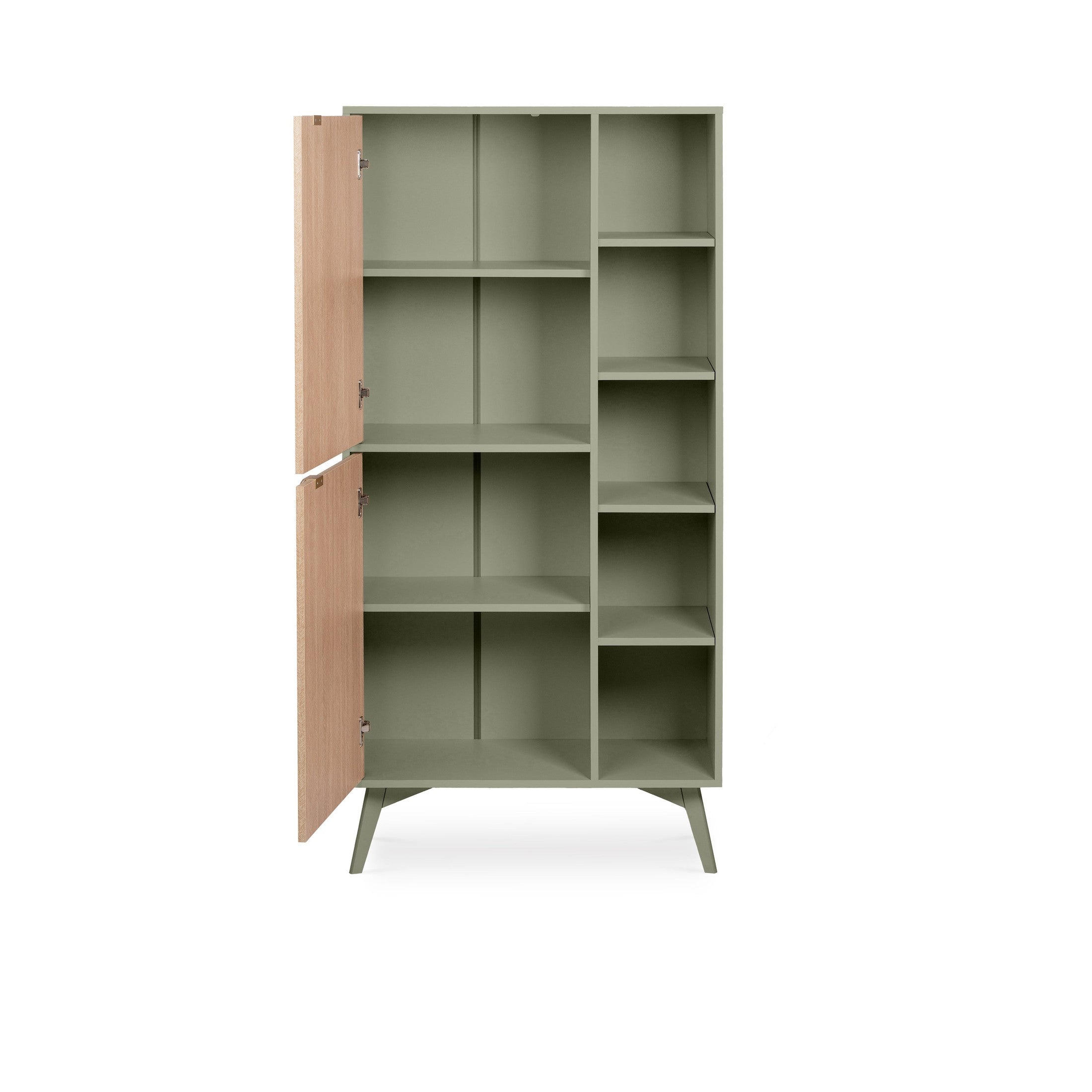 Regał 80x160 z półkami i szafkami w stylu japandi | Mandala