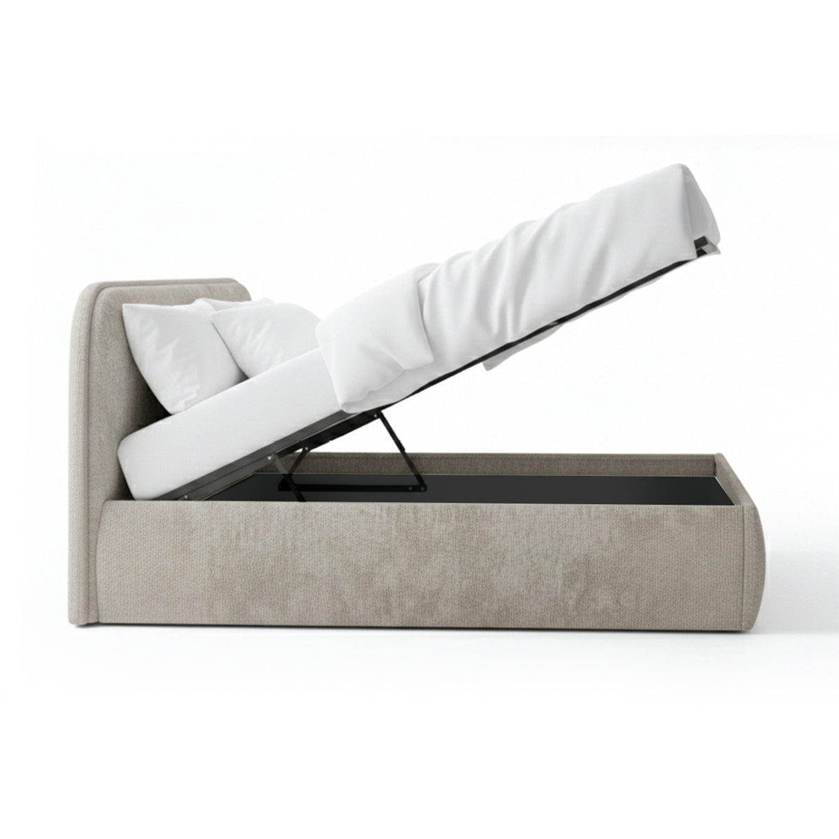 Upholstered bed with storage in a soft modern style | Eterial