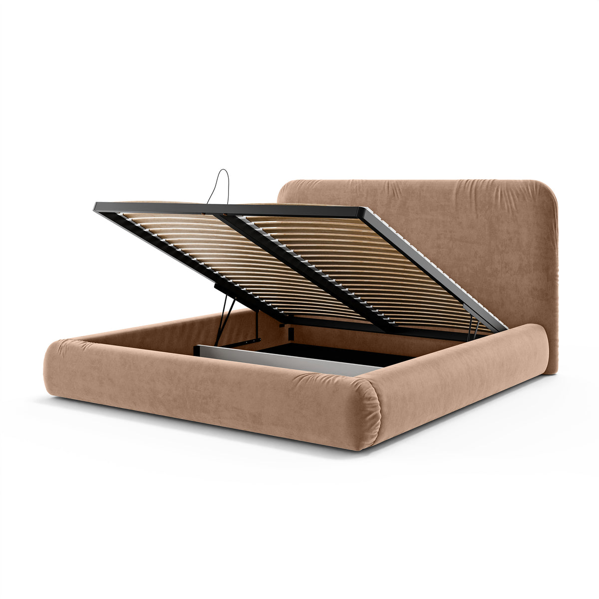 Upholstered bed with storage in a modern organic style | Paries
