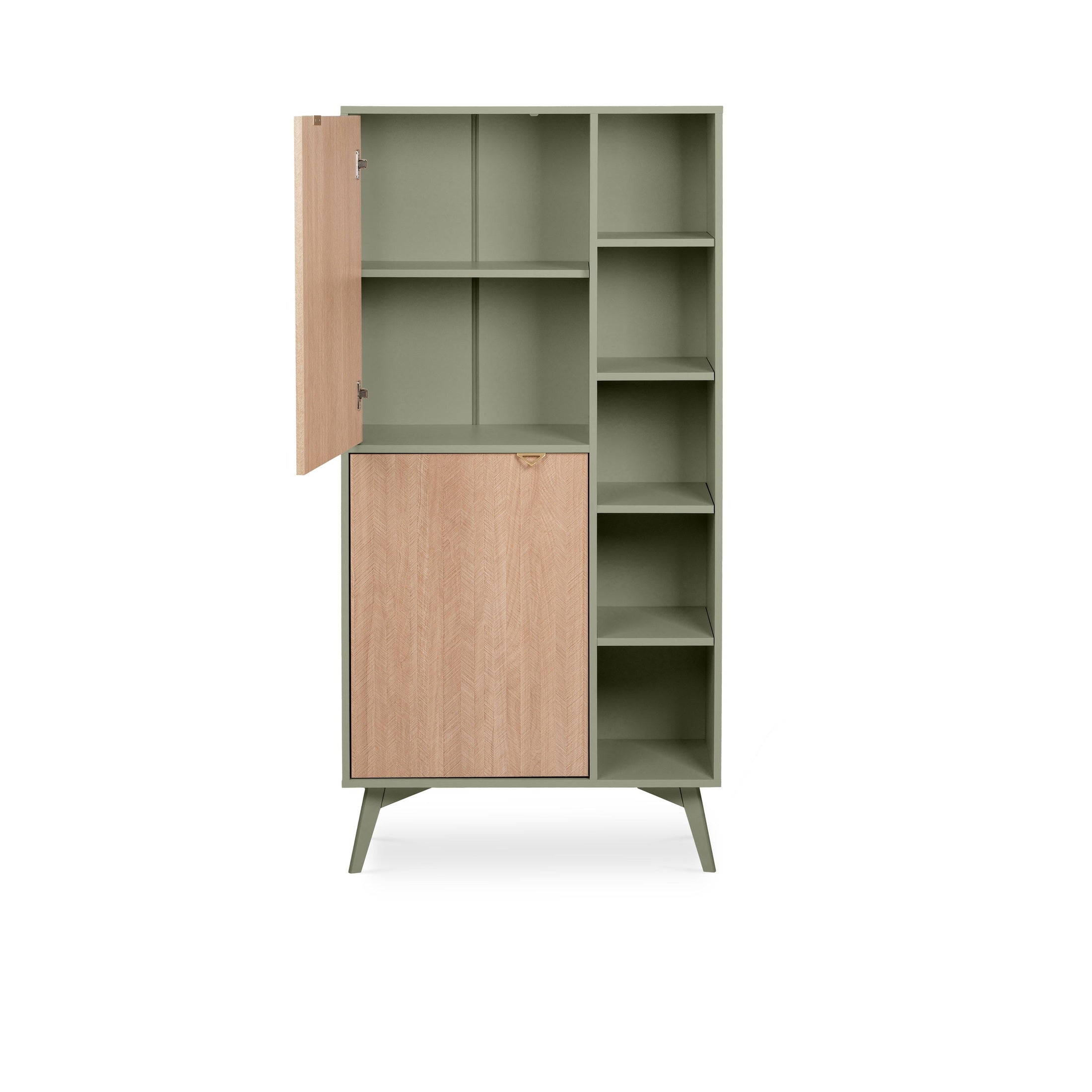 Regał 80x160 z półkami i szafkami w stylu japandi | Mandala