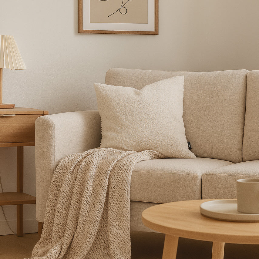 Poduszka dekoracyjna 45×45 cm w stylu scandi i japandi, tkanina Coral | Baranek