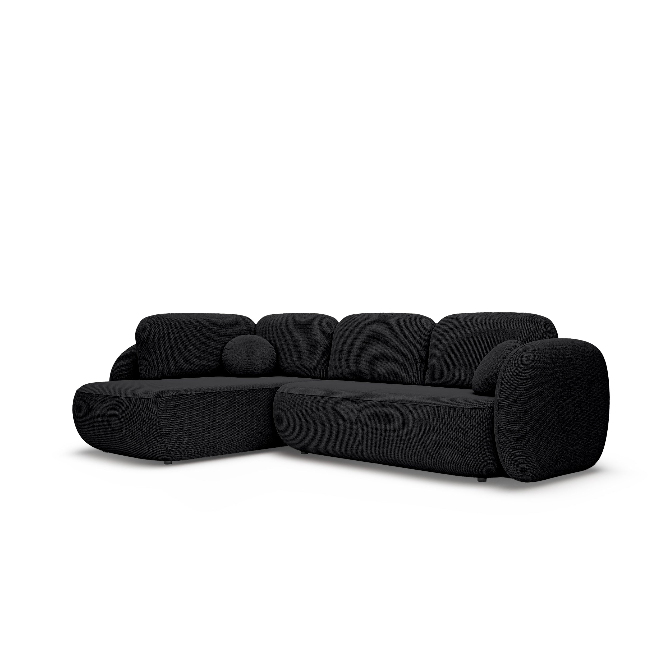 Narożnik z funkcją spania o powierzchni 123x250 w stylu organic modern | OLEMO Lewostronny Krucza Głębia (ARAGON 99)