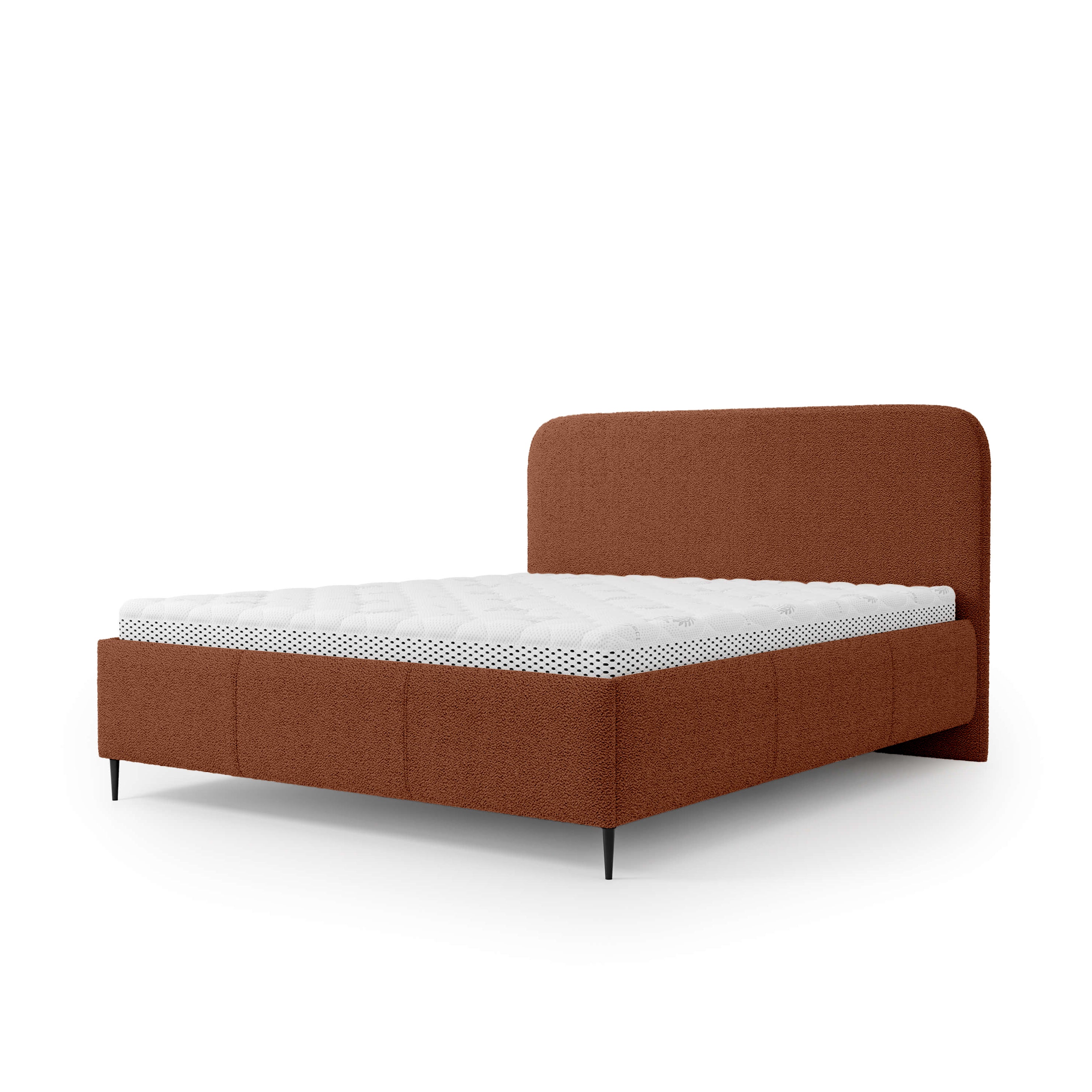 Łóżko tapicerowane z pojemnikiem w stylu nowoczesnym | Edi 160 200 Karmelowe Drewno (PERFECT HARMONY 52)