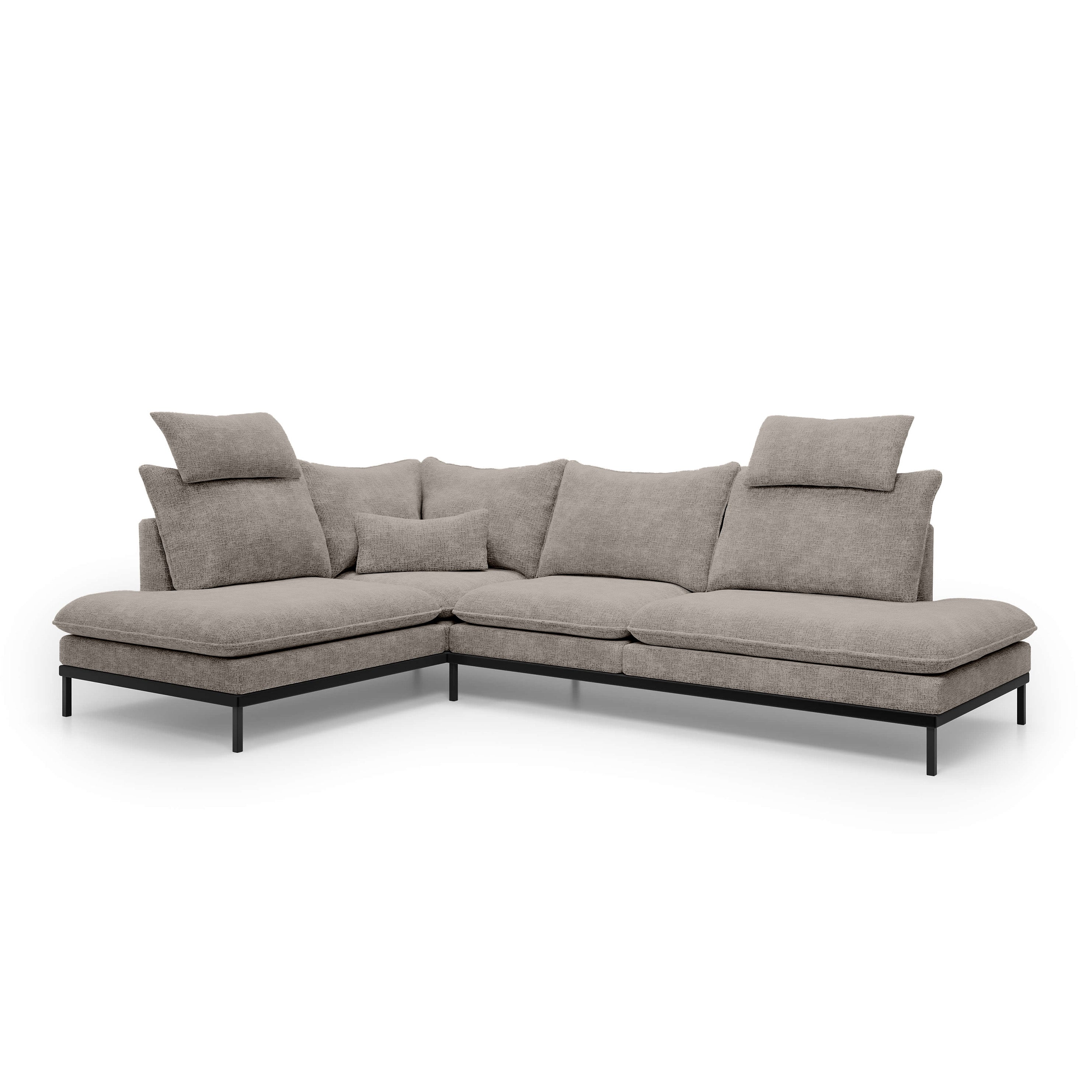 Narożnik Premium 4-osobowy 293×198 cm w stylu eleganckim | Leafy Lewostronna Przygaszona Sepia (CREMONA 24)