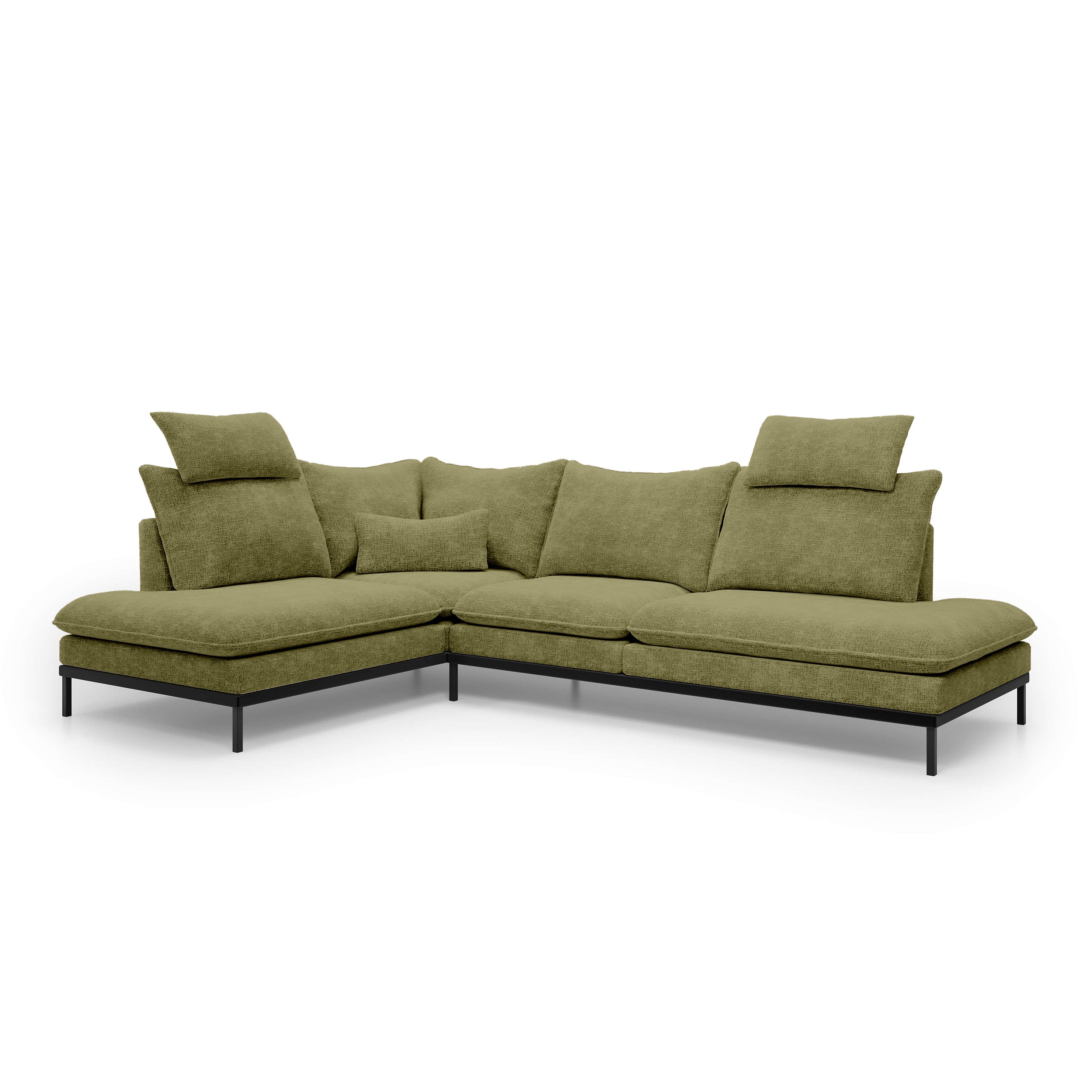 Narożnik Premium 4-osobowy 293×198 cm w stylu eleganckim | Leafy Lewostronna Złote Listowie (CREMONA 38)