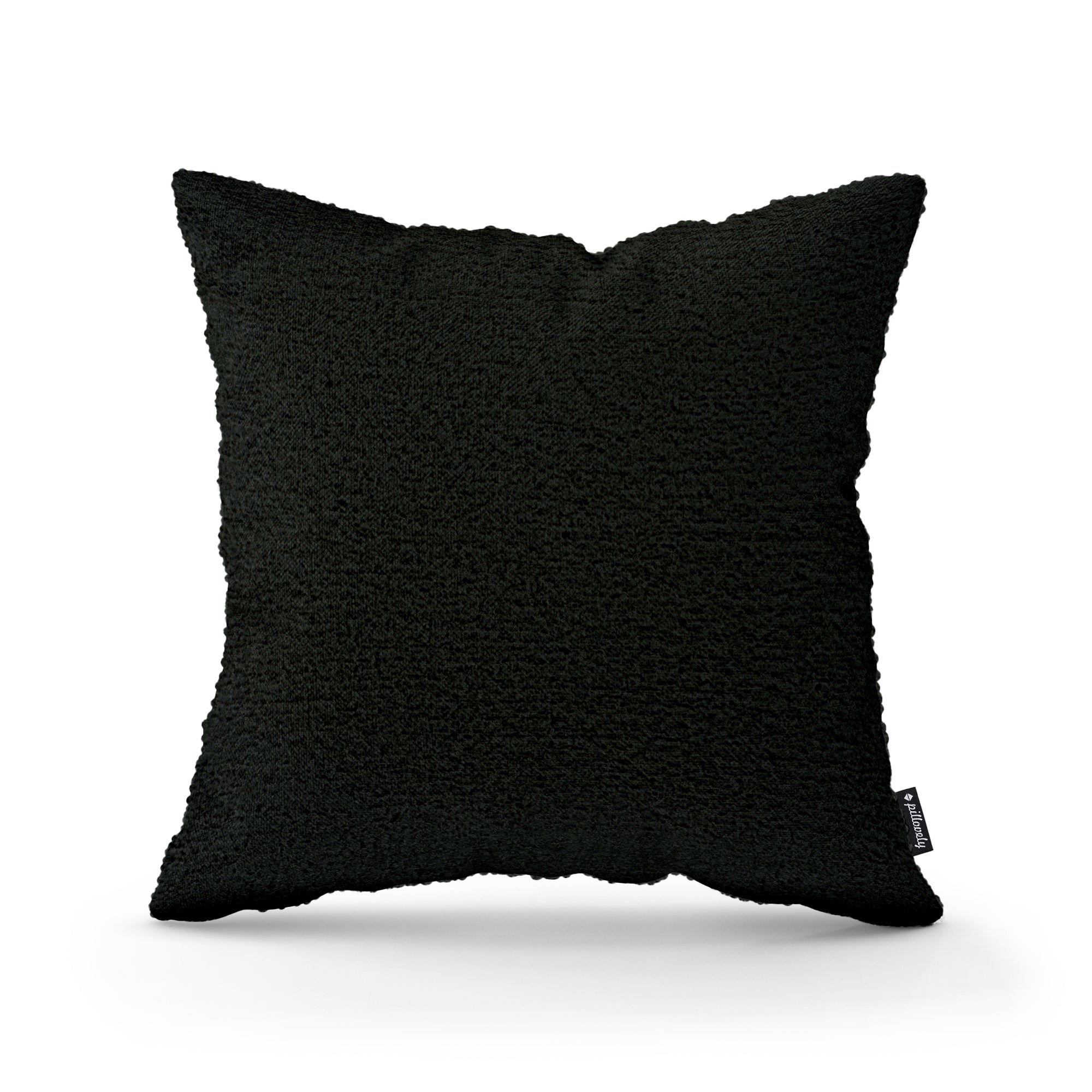 Poduszka dekoracyjna 45×45 cm w stylu scandi i japandi, tkanina Coral | Baranek Wulkaniczna Czerń (CORAL 60)