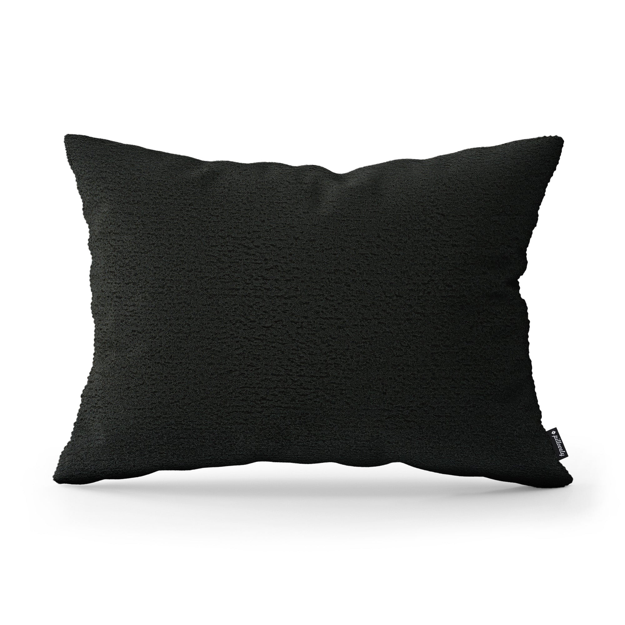 Poduszka dekoracyjna 40×55 cm w stylu hygge i scandi, tkanina Coral | Baranek Wulkaniczna Czerń (CORAL 60)