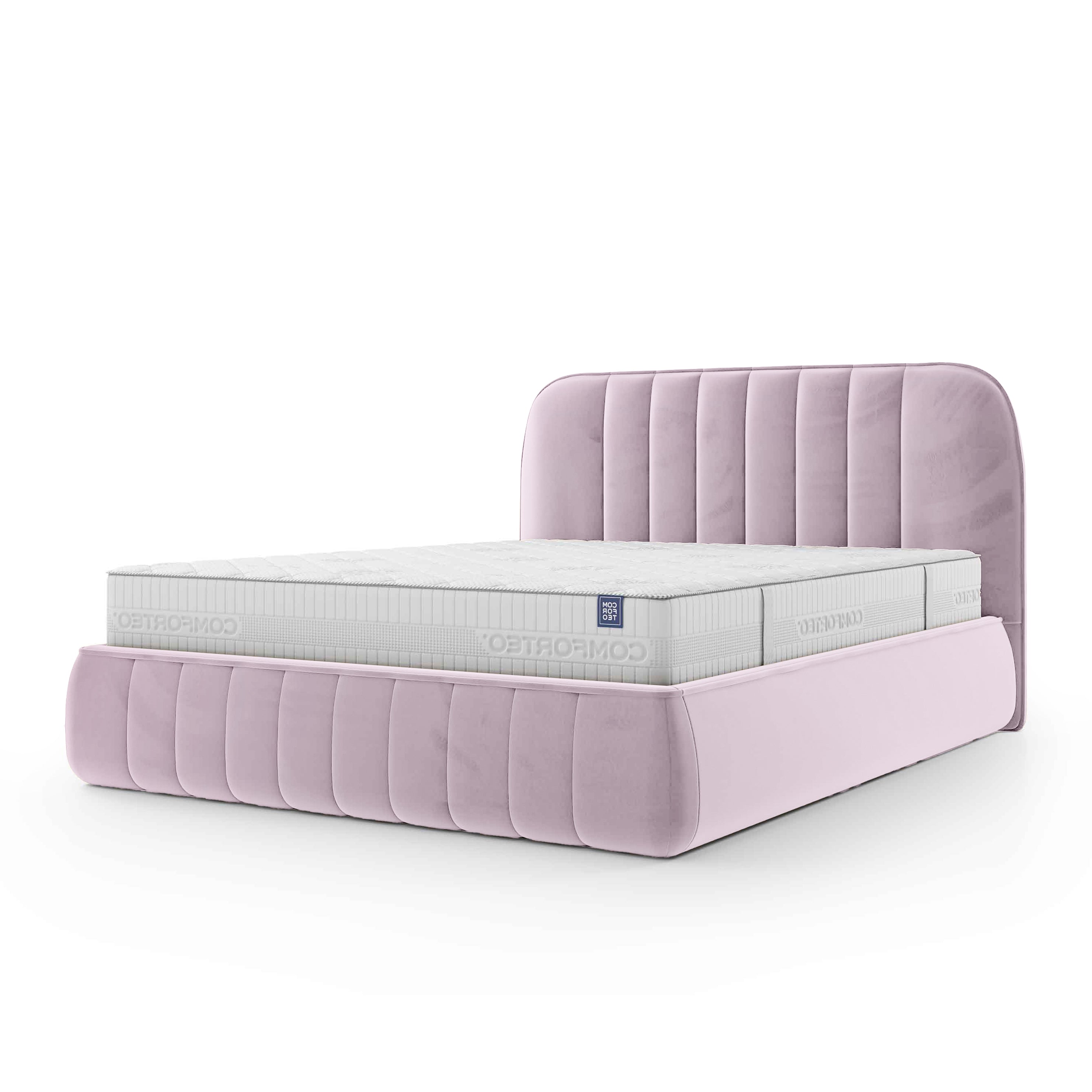 Łóżko tapicerowane z pojemnikiem w stylu soft minimalism | Carla 200 Zgaszona Malwa (FRESH 09)