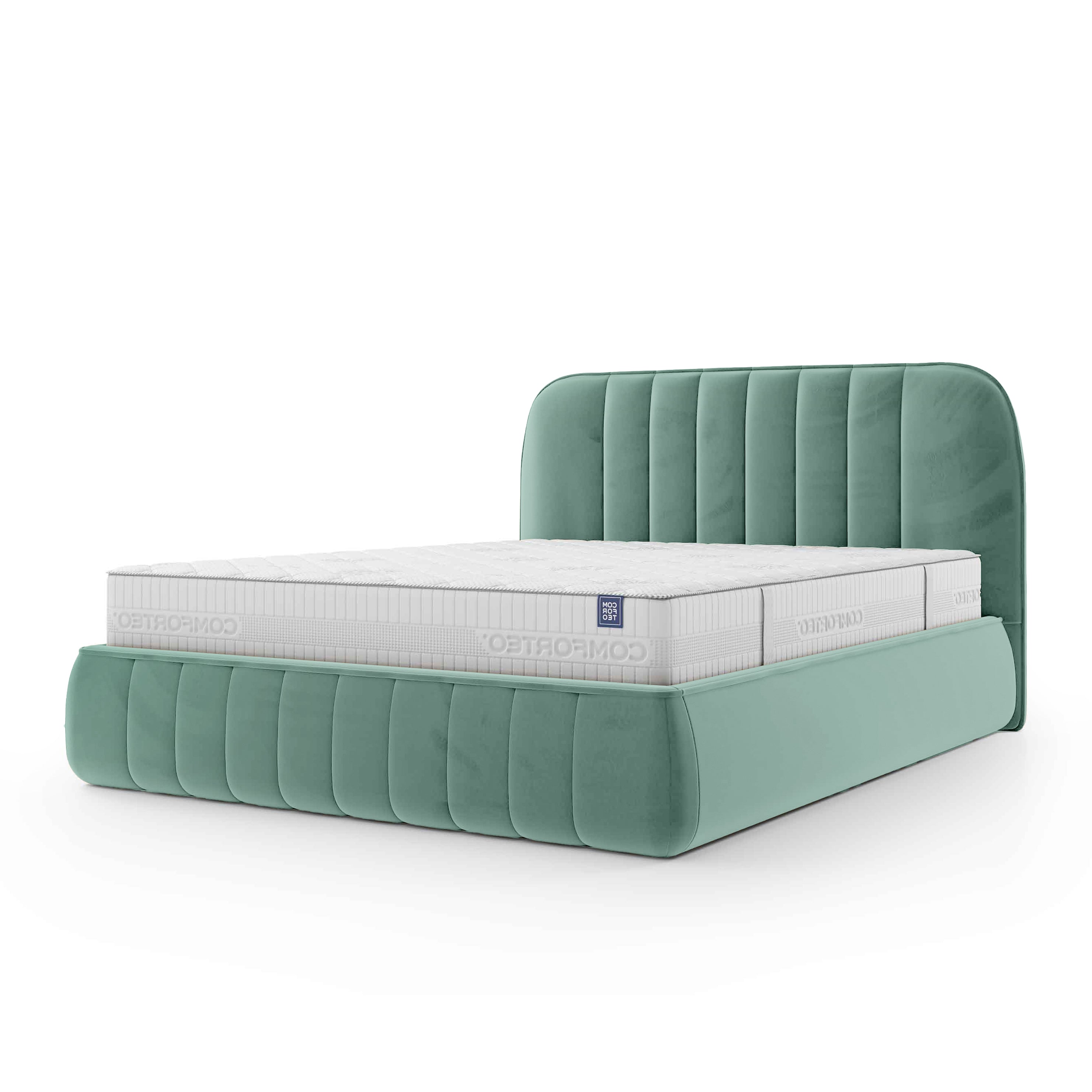 Łóżko tapicerowane z pojemnikiem w stylu soft minimalism | Carla 200 Szmaragdowa Głębia (FRESH 10)