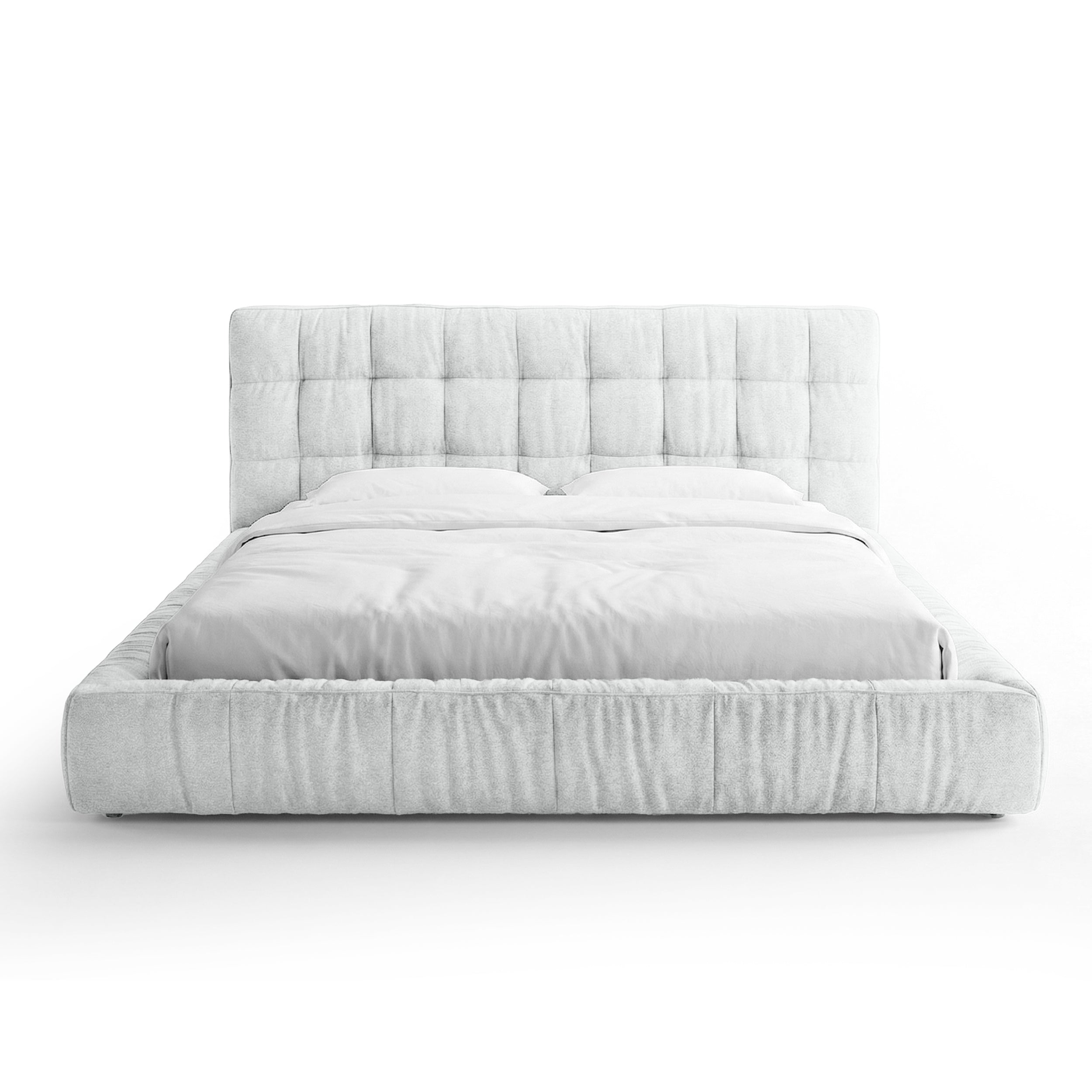 Quilted upholstered bed with a low frame in a modern style | Talaro