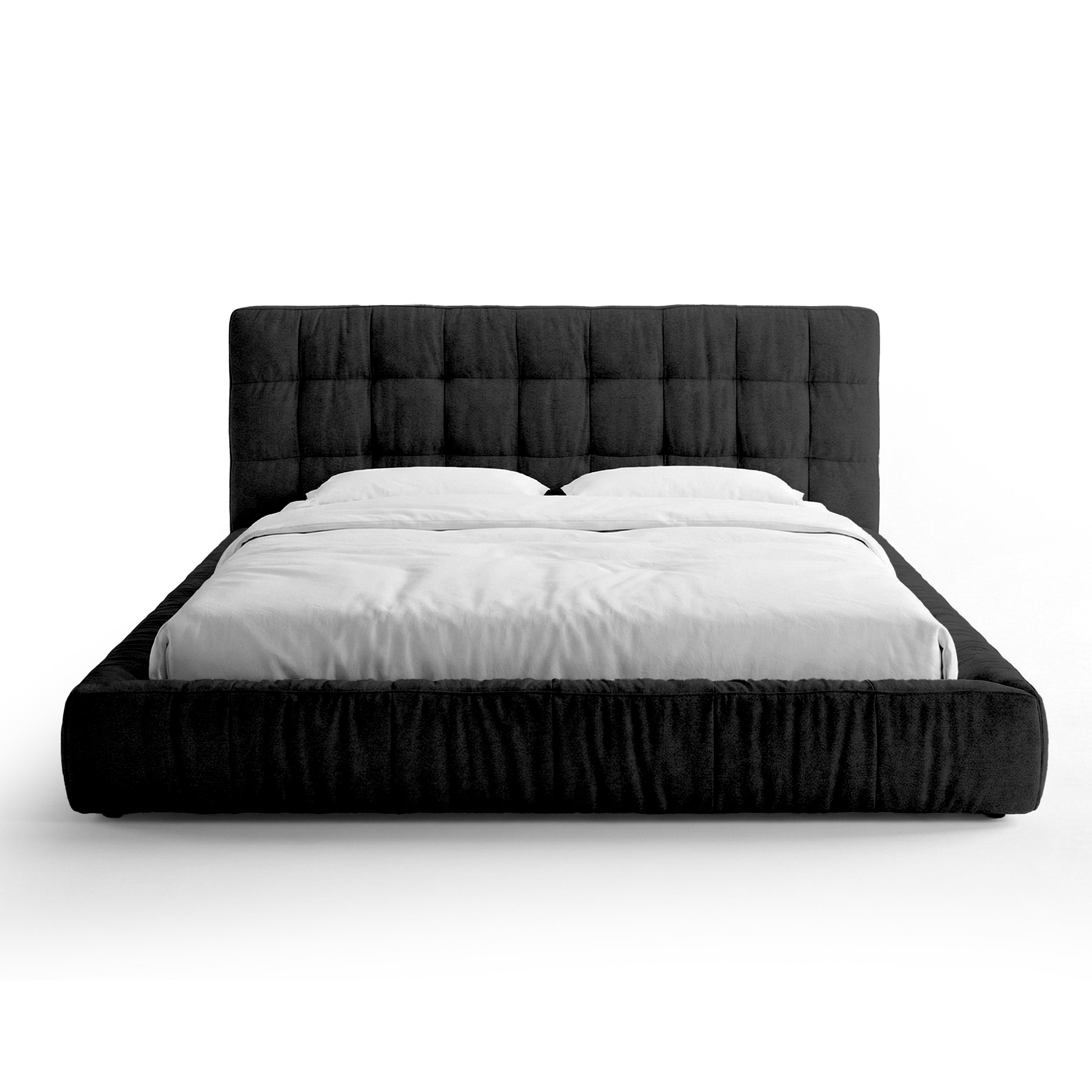Quilted upholstered bed with a low frame in a modern style | Talaro