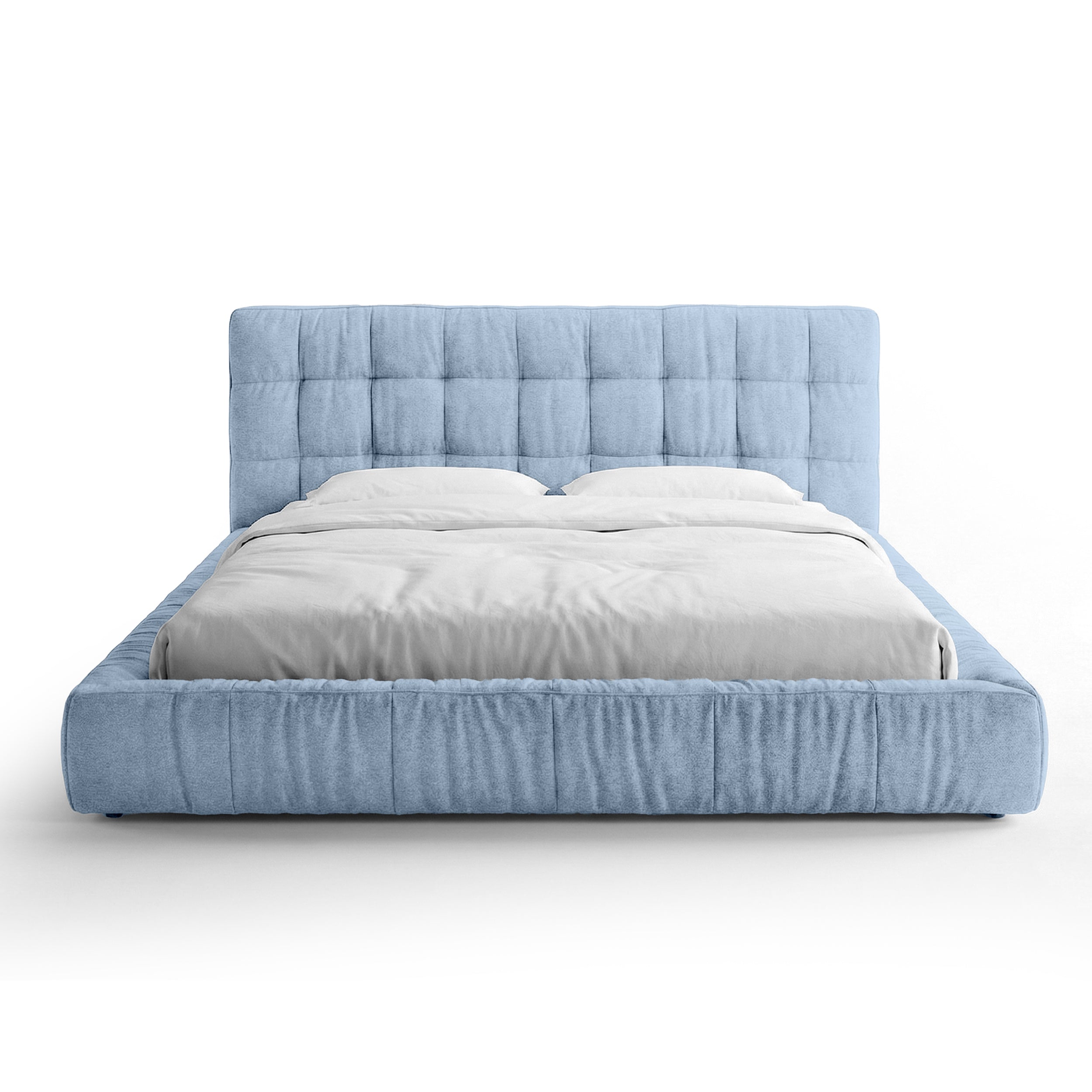 Quilted upholstered bed with a low frame in a modern style | Talaro