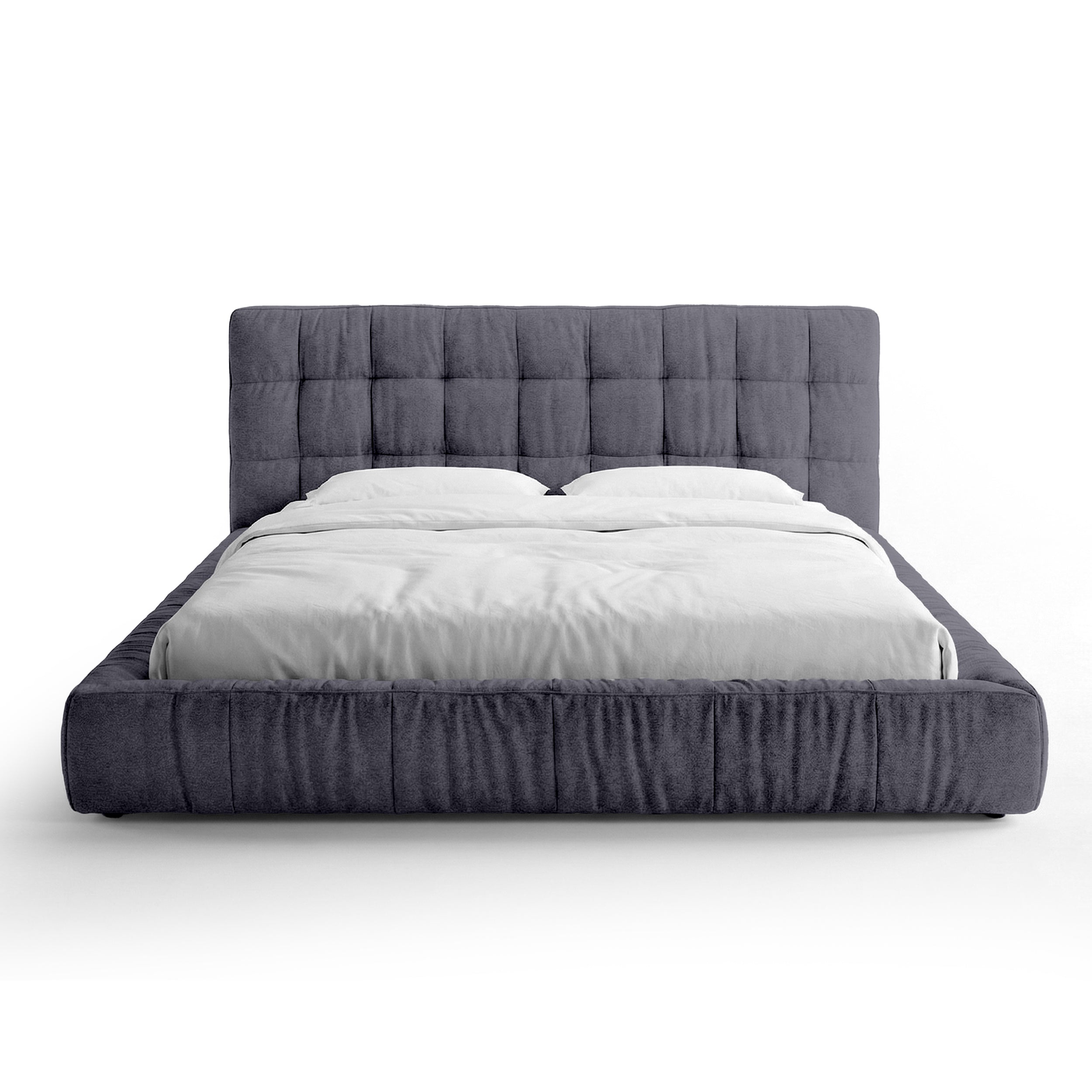 Quilted upholstered bed with a low frame in a modern style | Talaro