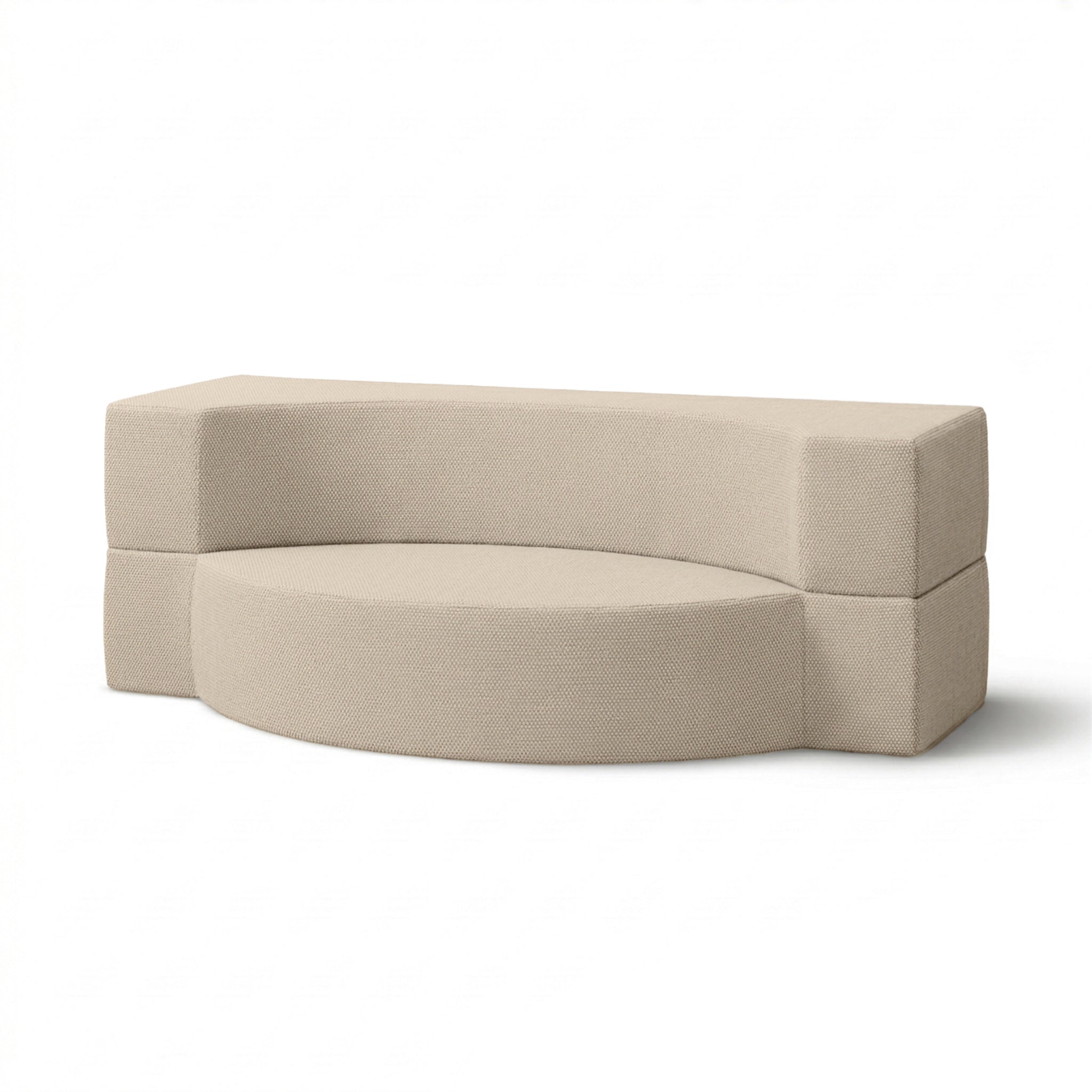 Sofa ogrodowa piankowa 200x100x70 cm w stylu japandi, tkanina outdoorowa Harris | Lunaria Porcelanowy Len (HARRIS 7522)