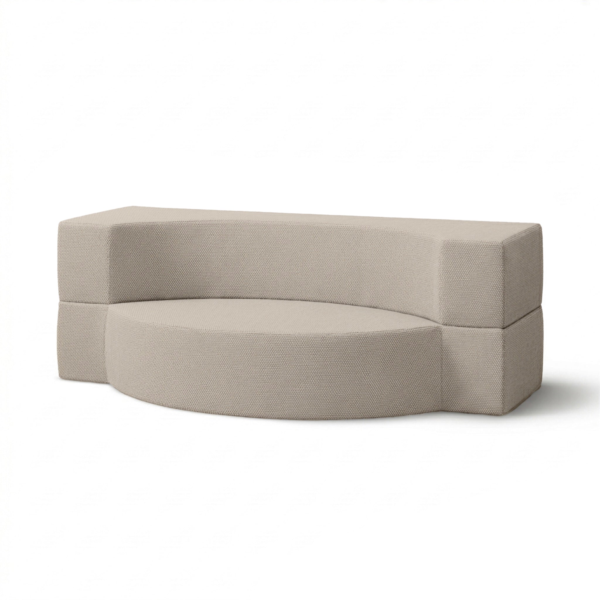 Sofa ogrodowa piankowa 200x100x70 cm w stylu japandi, tkanina outdoorowa Harris | Lunaria Perłowy Piasek (HARRIS 7523)