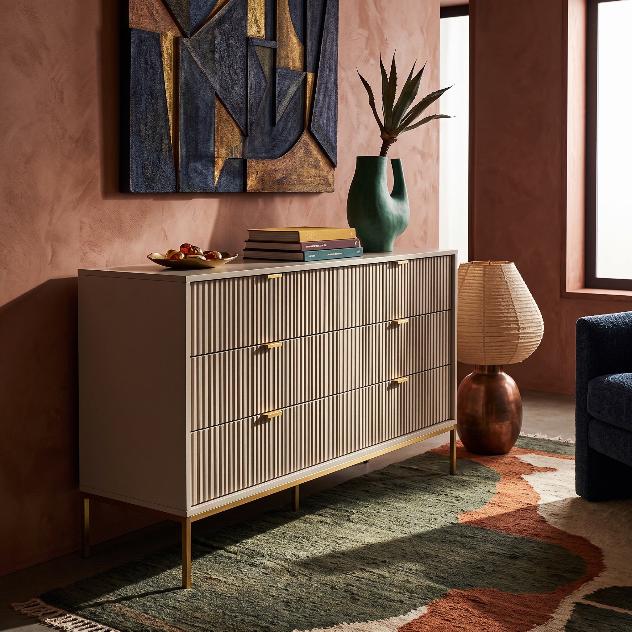 Komoda szufladami 154x91 w stylu glamour | Roza