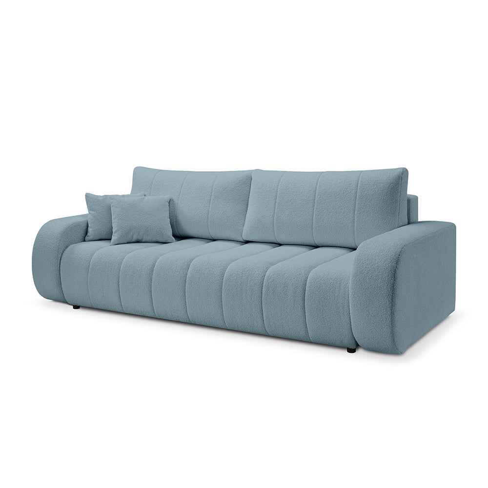 Sofa 3-osobowa z funkcją spania 144x200 w stylu skandynawskim | BALOA Szarobłękitny Poranek (LAMBI 16)