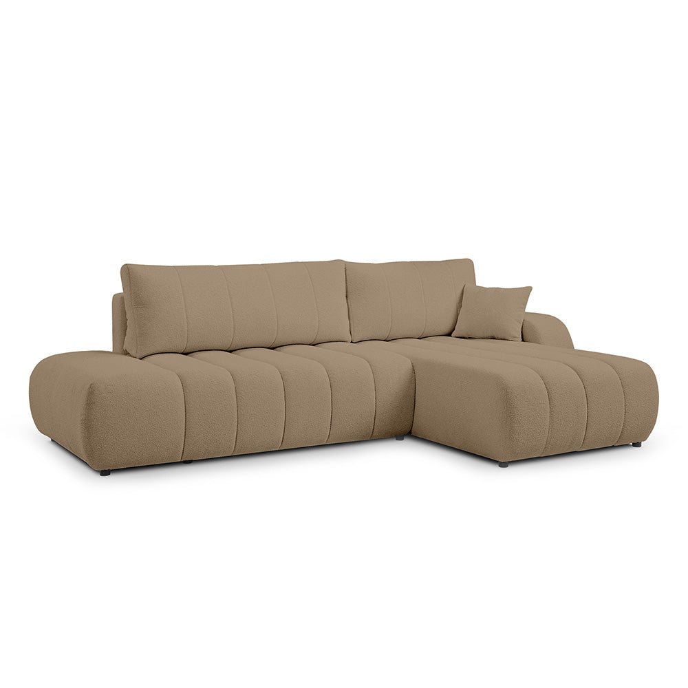 Narożnik z funkcją spania DL 276 cm w stylu nowoczesny | BALOA Prawostronna Karmelowe Ziarno (LAMBI 10)