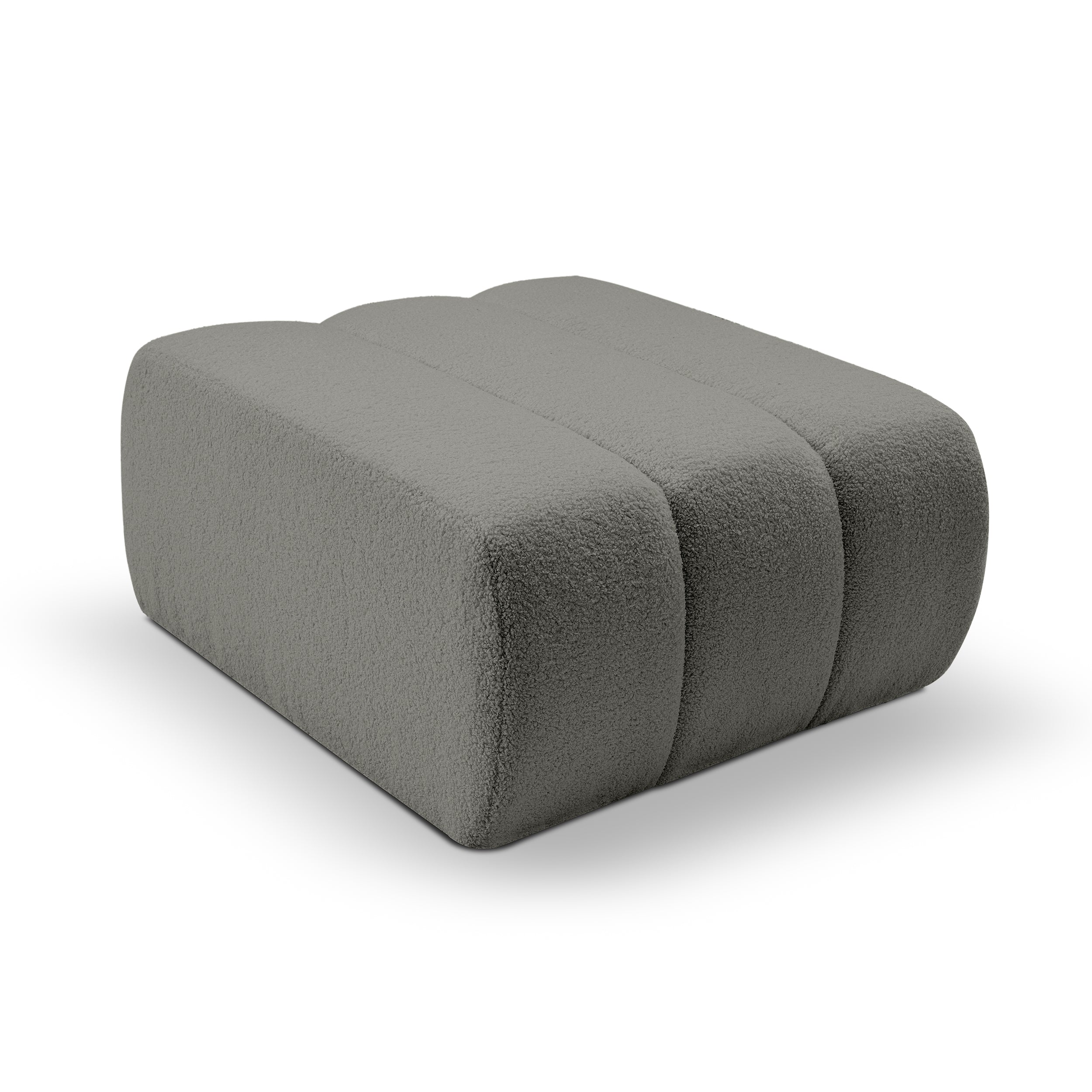 Pufa wypoczynkowa 82x41 cm w stylu organic modern | BALOA Perłowa Szarość (LAMBI 12)