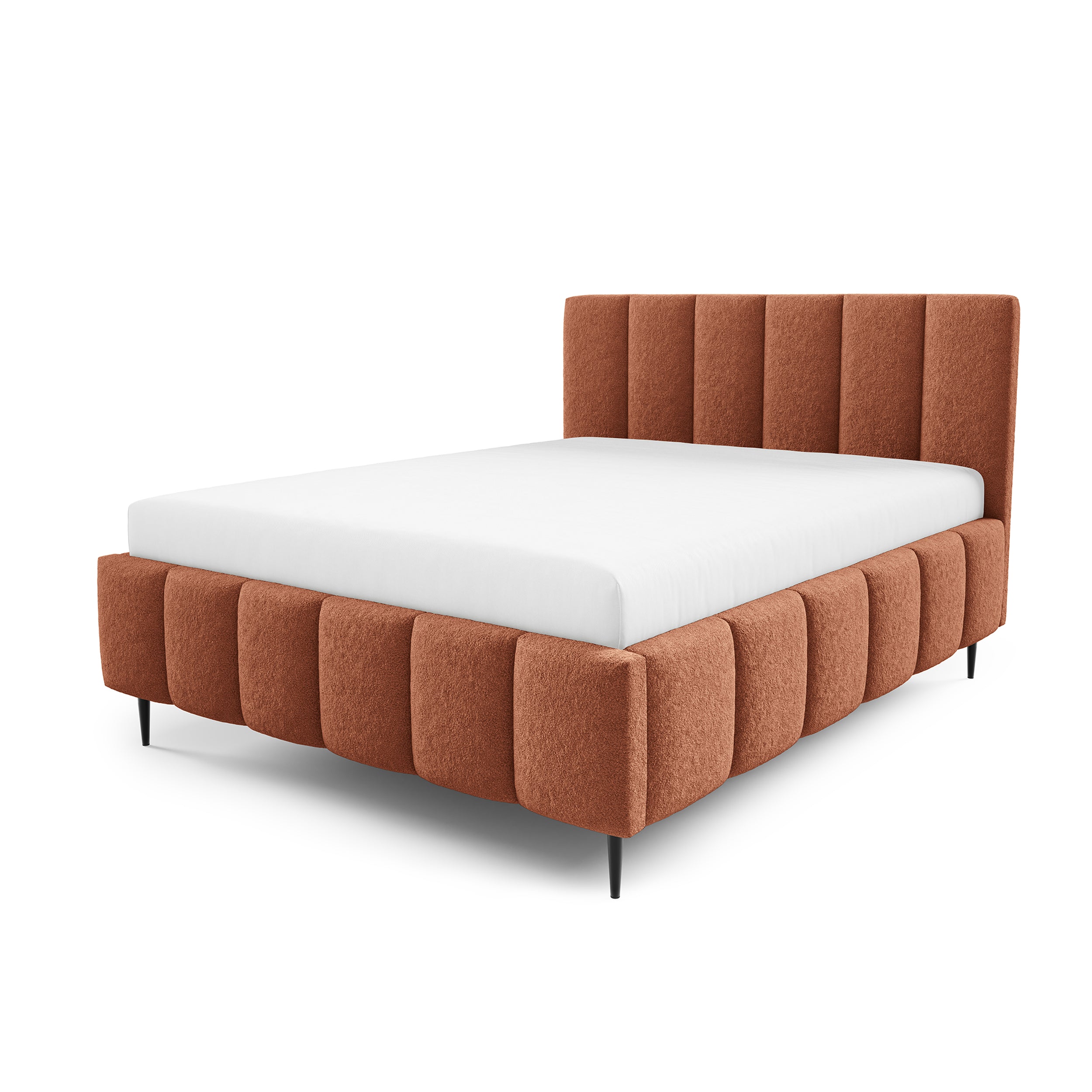 Łóżko tapicerowane pikowane z pojemnikiem w różnych rozmiarach w stylu eleganckim, tkanina Lambi | Nerom Tak Miedziany Blask (LAMBI 14)