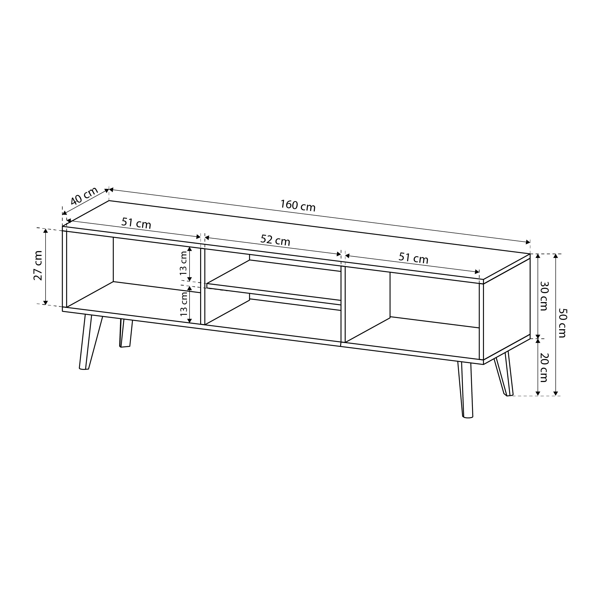Szafka RTV 160x50 w stylu skandynawskim | Lato
