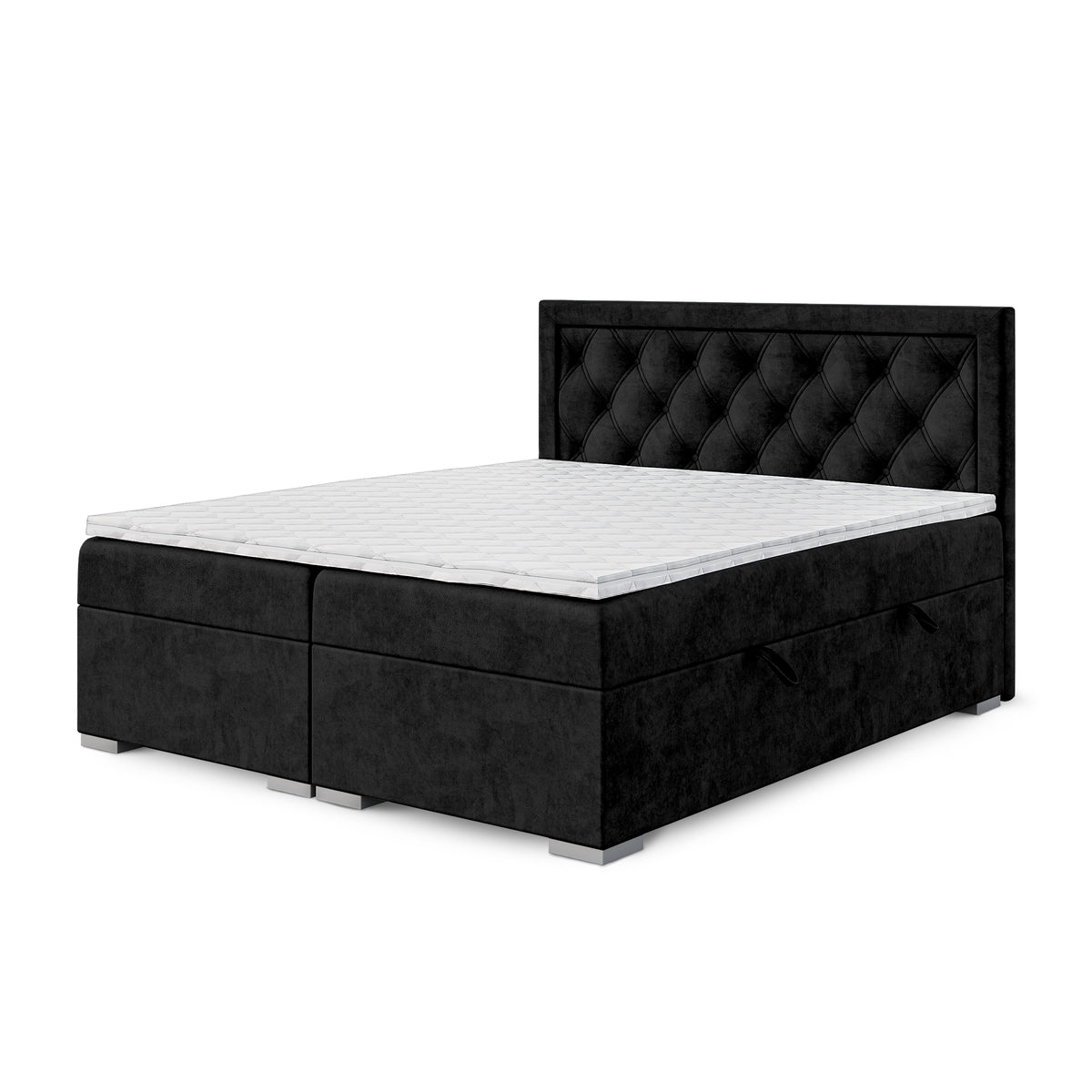 Diamond-tufted continental bed with two storage compartments in a glamour style | Santia