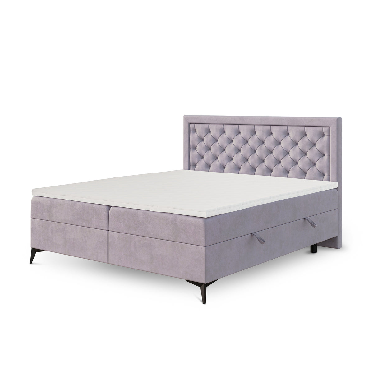 Quilted continental bed with two storage compartments in a glamour style | Rosselia