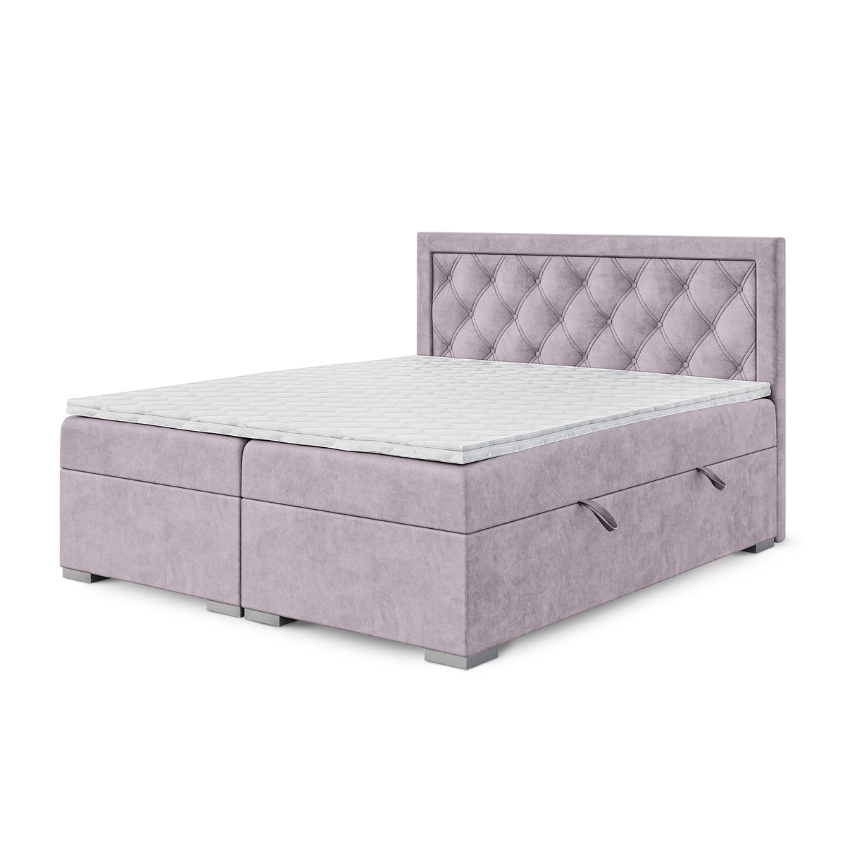 Diamond-tufted continental bed with two storage compartments in a glamour style | Santia