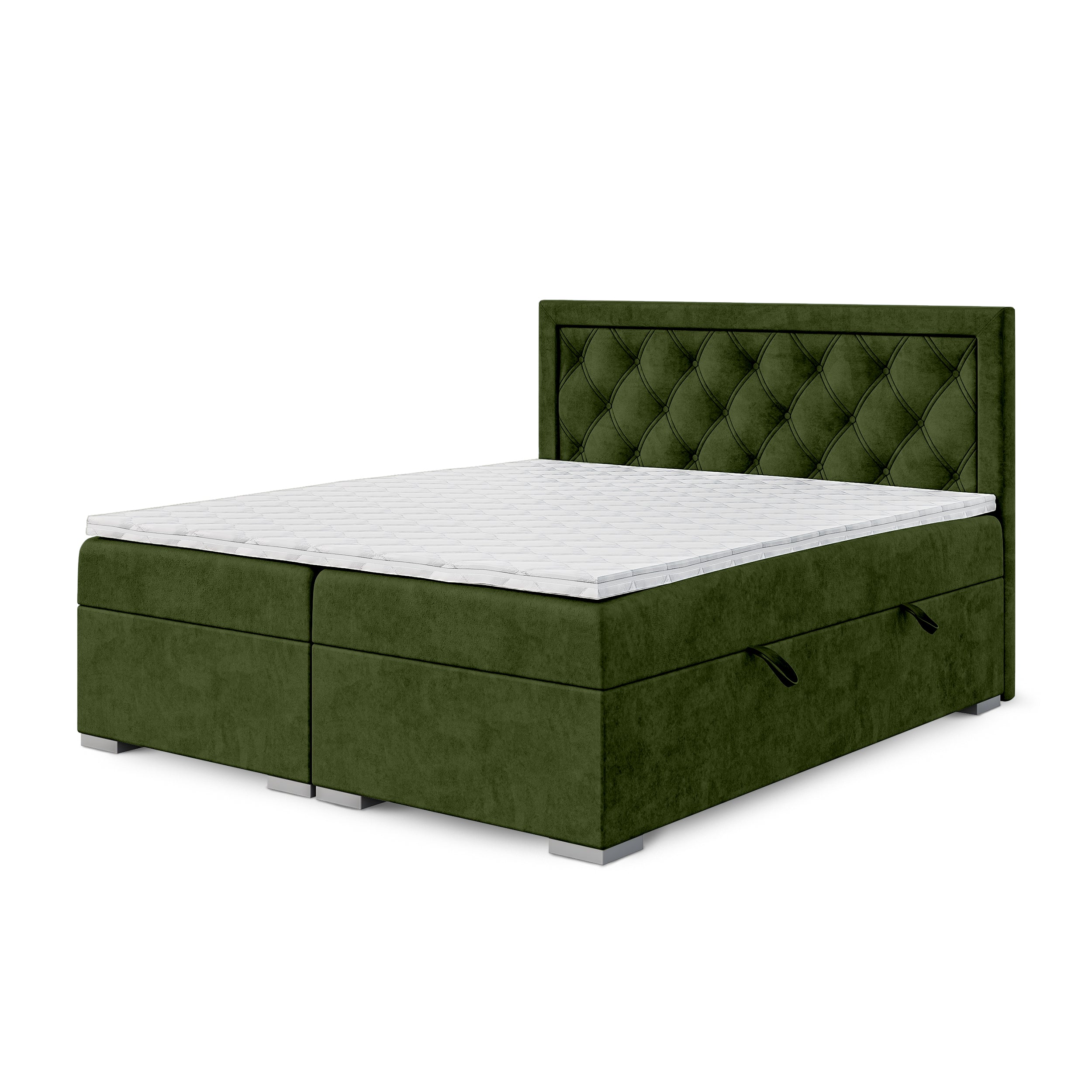 Diamond-tufted continental bed with two storage compartments in a glamour style | Santia