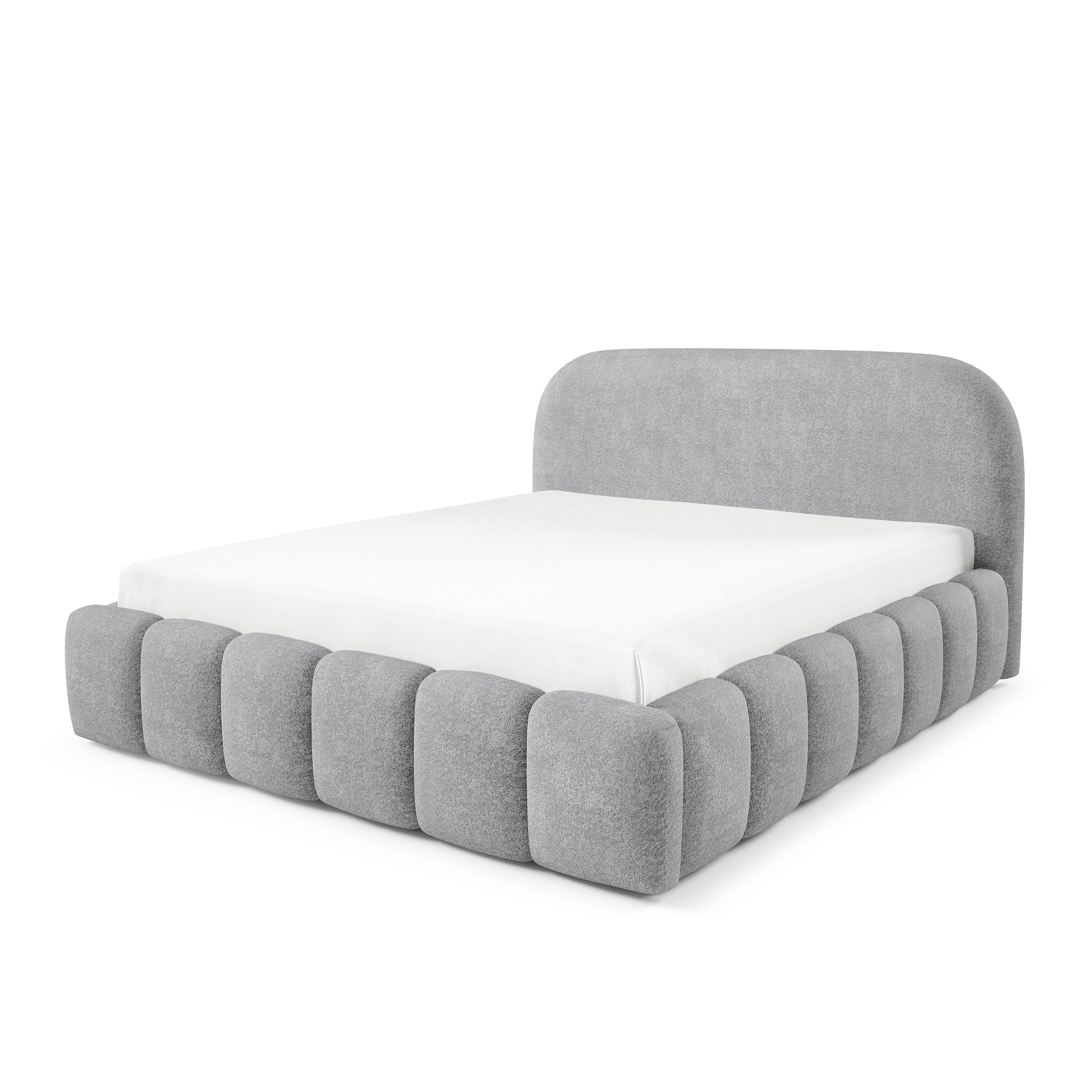 Upholstered bed with storage in a modern soft style, Monte fabric | Tegell