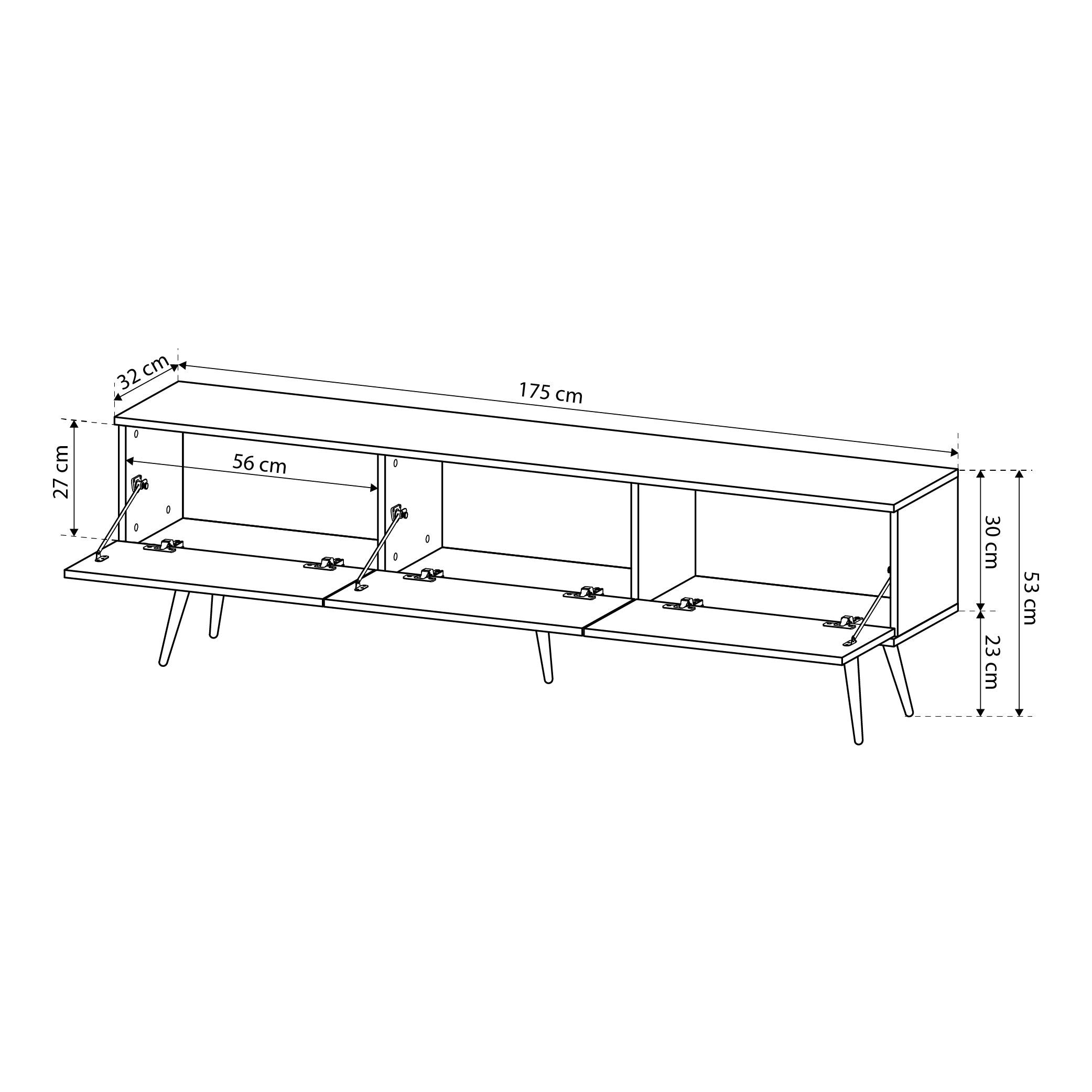 TV cabinet 175x30 with gold accents | Meva