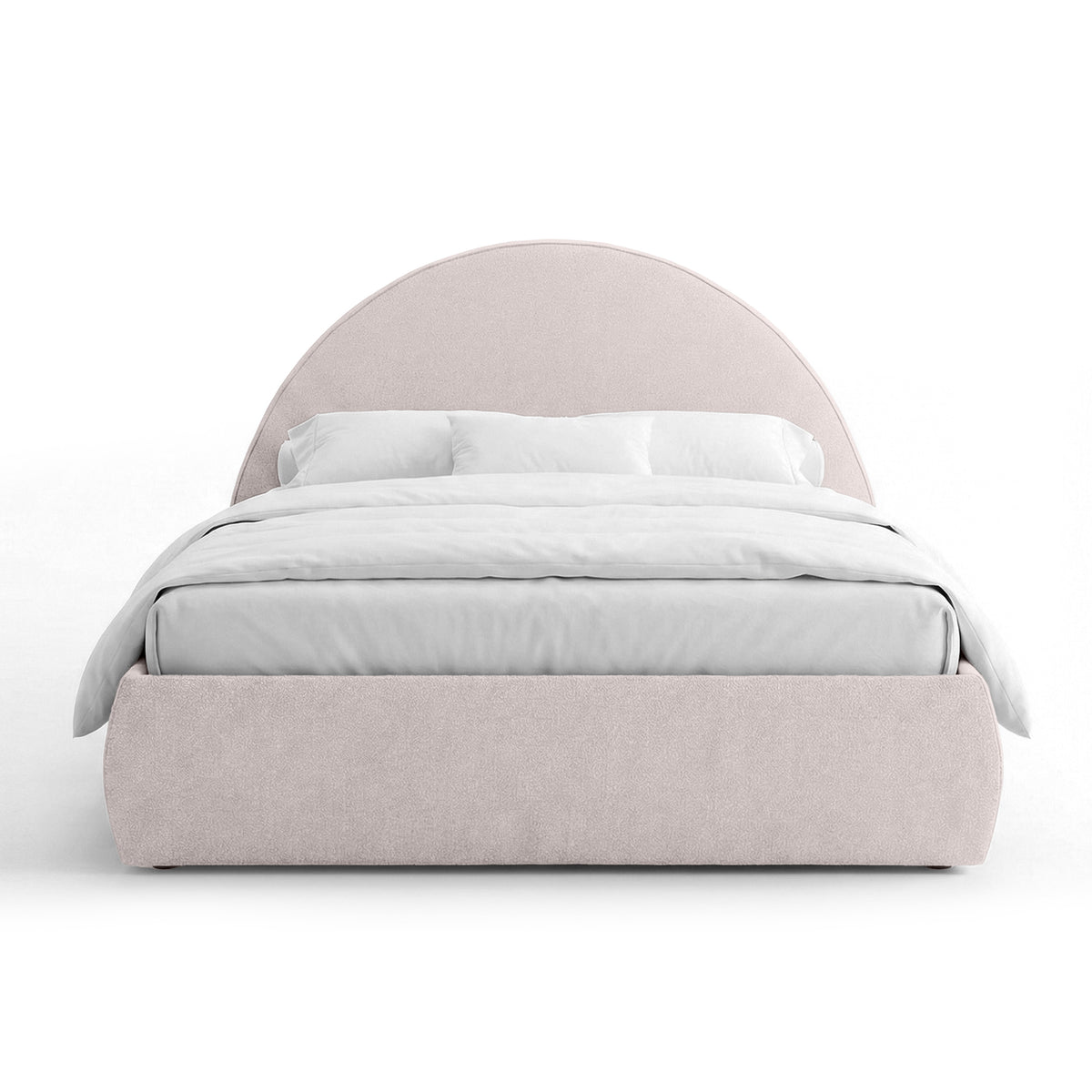 Upholstered bed with storage and a semicircular headboard in a modern style | Orizo