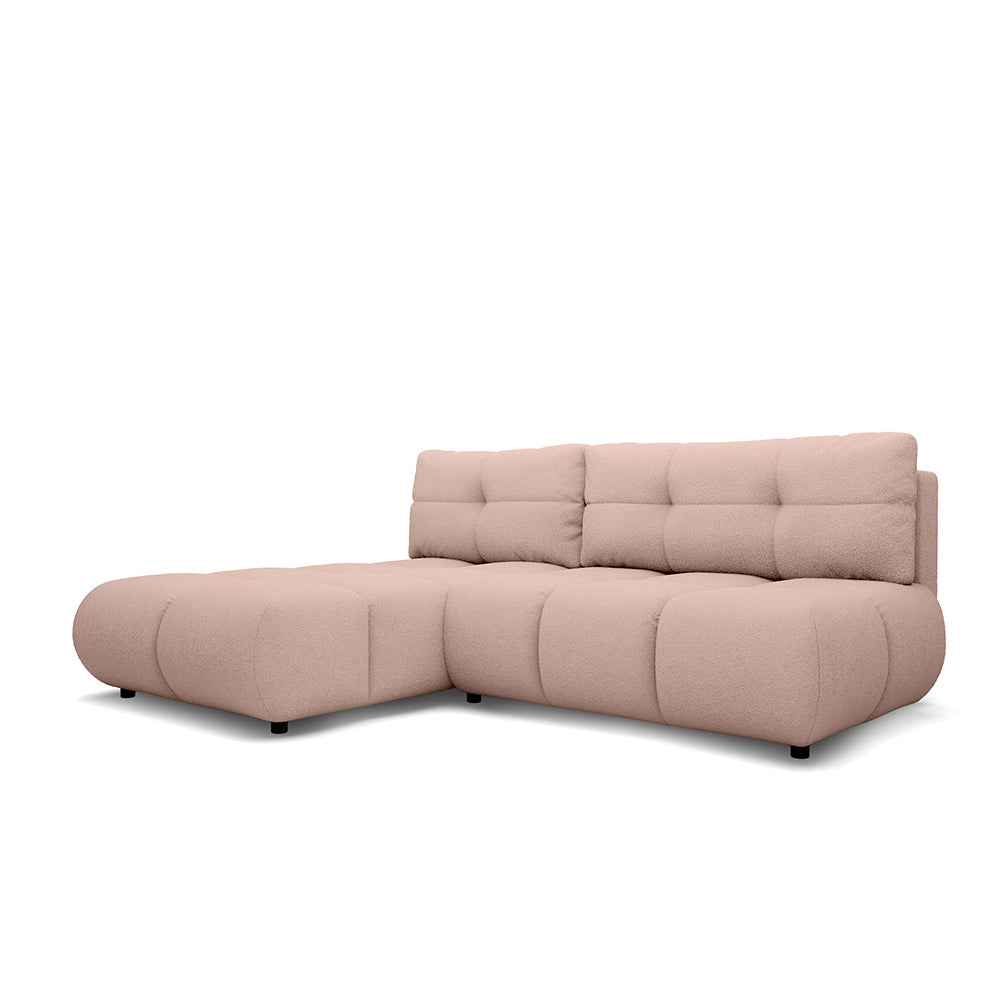 Narożnik z funkcją spania DL 230 cm w stylu nowoczesnym | Milorya Lewostronna Pudrowy Koral (NOW OR NEVER 61)