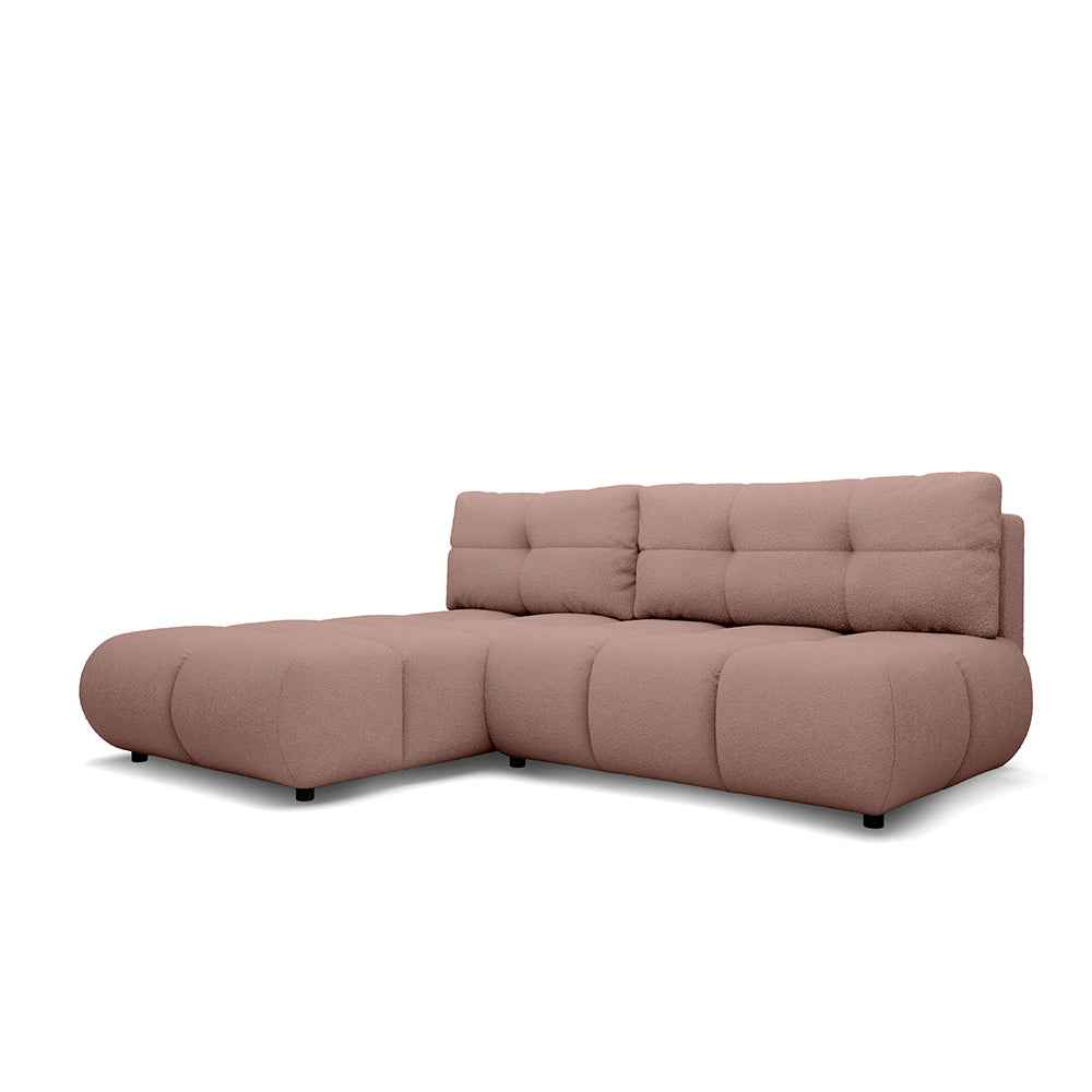 Narożnik z funkcją spania DL 230 cm w stylu nowoczesnym | Milorya Lewostronna Różany Brąz (NOW OR NEVER 64)