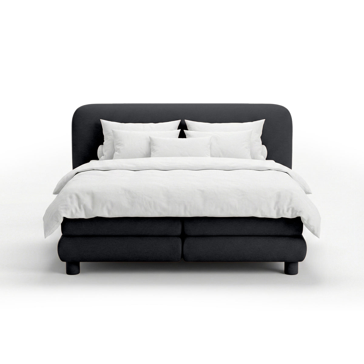 Continental bed with a rounded headboard in a modern organic style | Portela