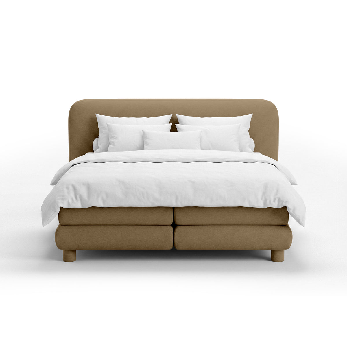 Continental bed with a rounded headboard in a modern organic style | Portela