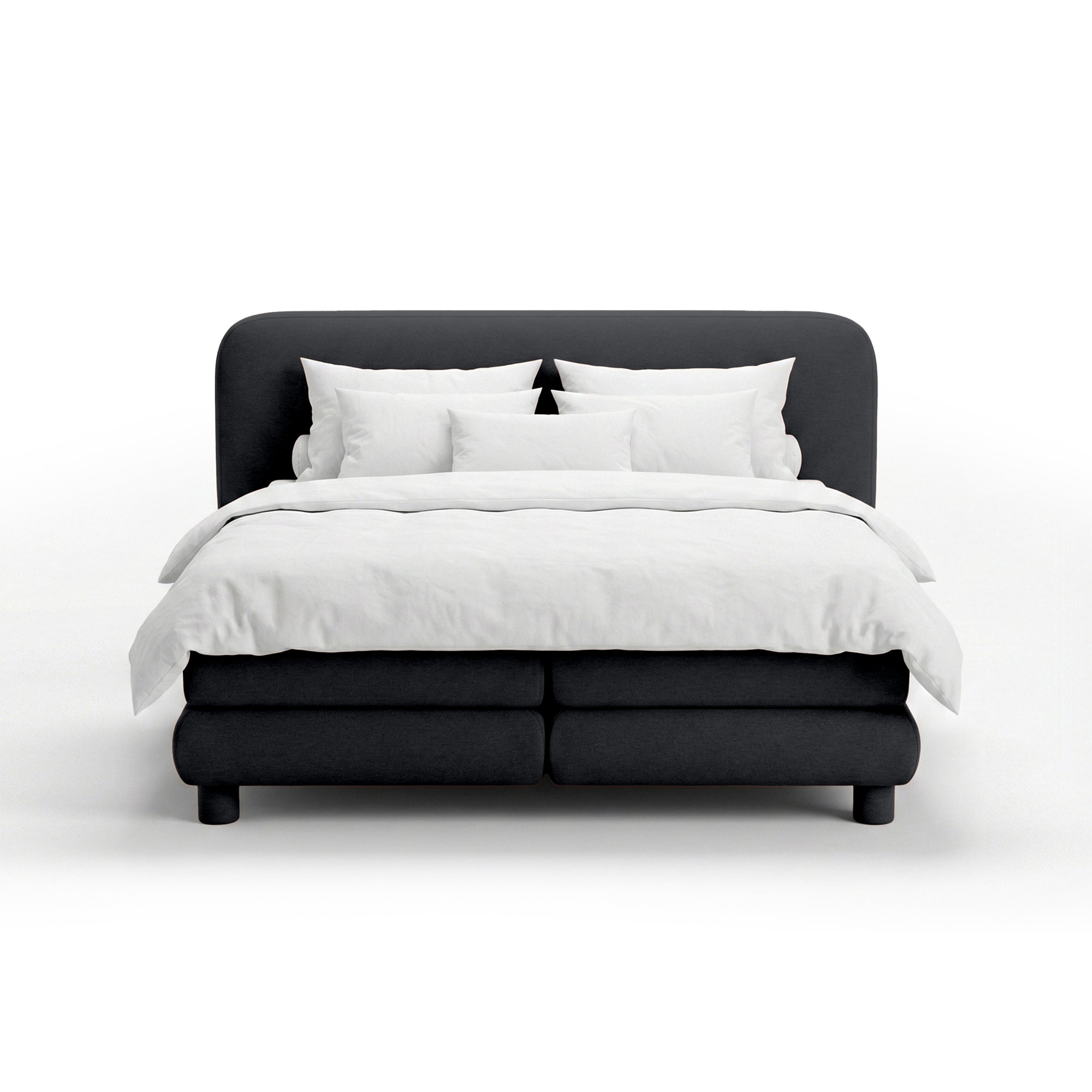 Continental bed with a rounded headboard in a modern organic style | Portela