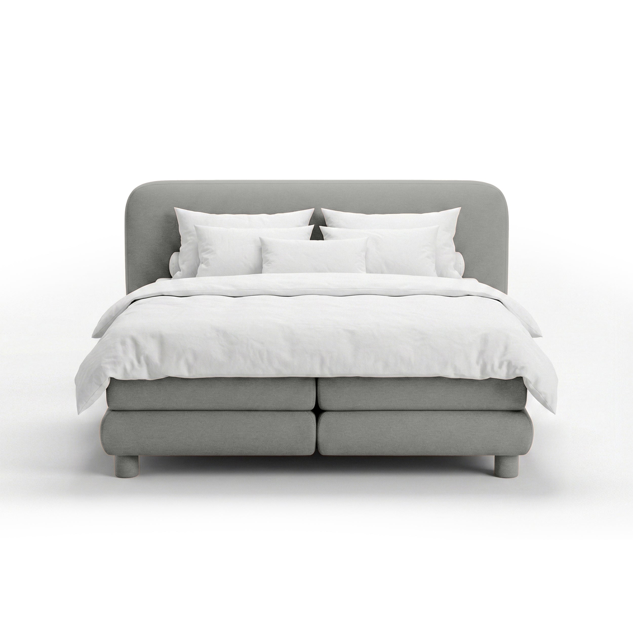 Continental bed with a rounded headboard in a modern organic style | Portela