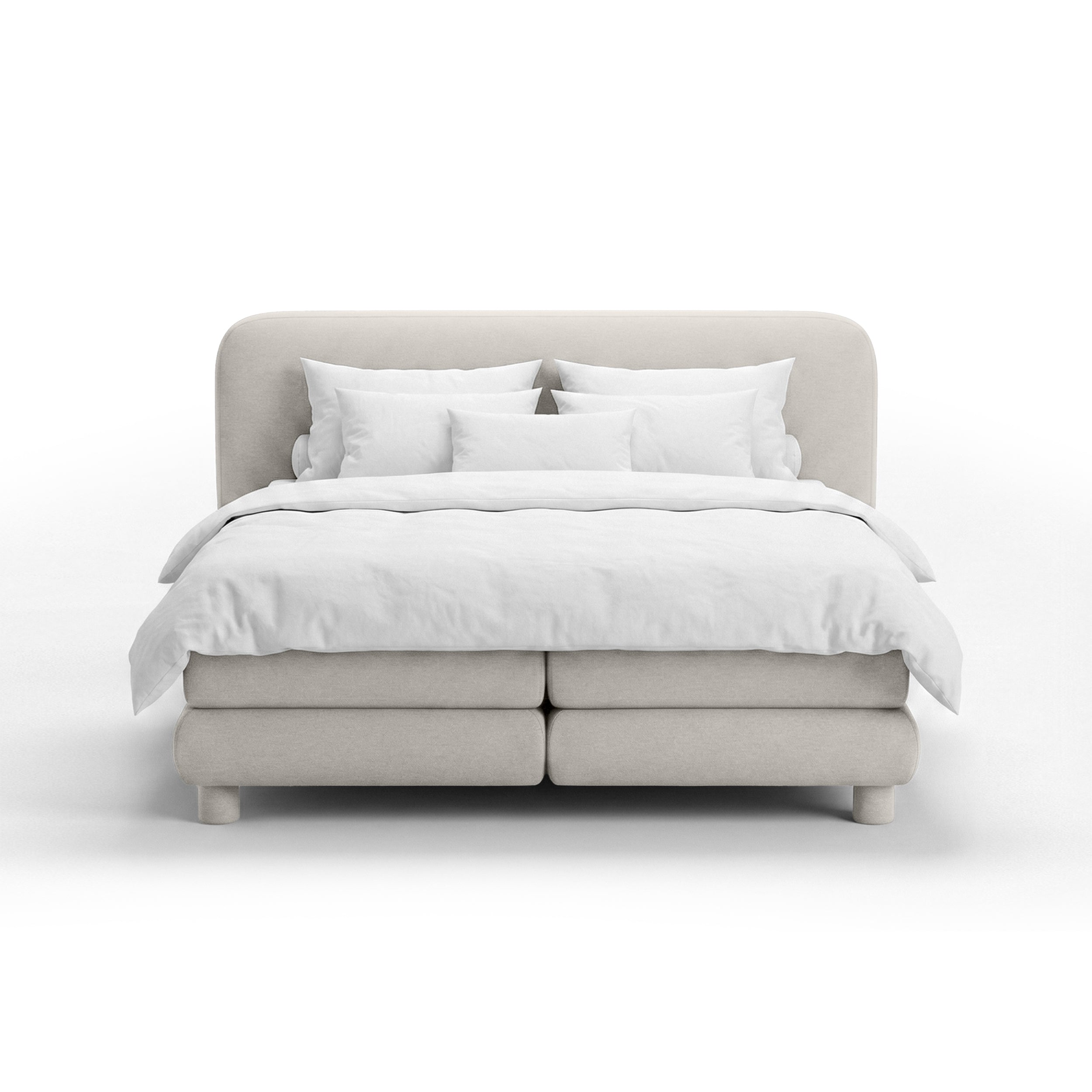 Continental bed with a rounded headboard in a modern organic style | Portela
