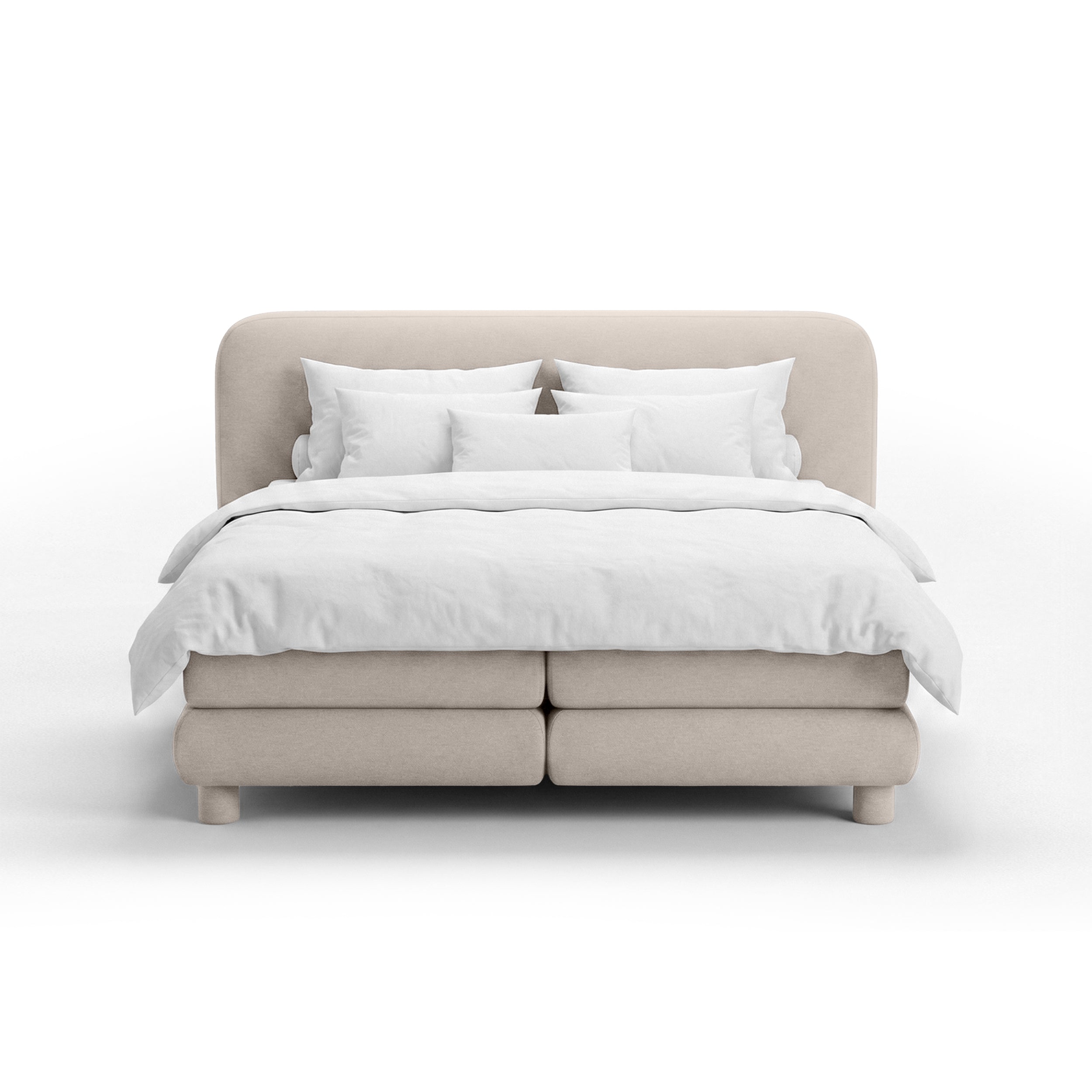 Continental bed with a rounded headboard in a modern organic style | Portela